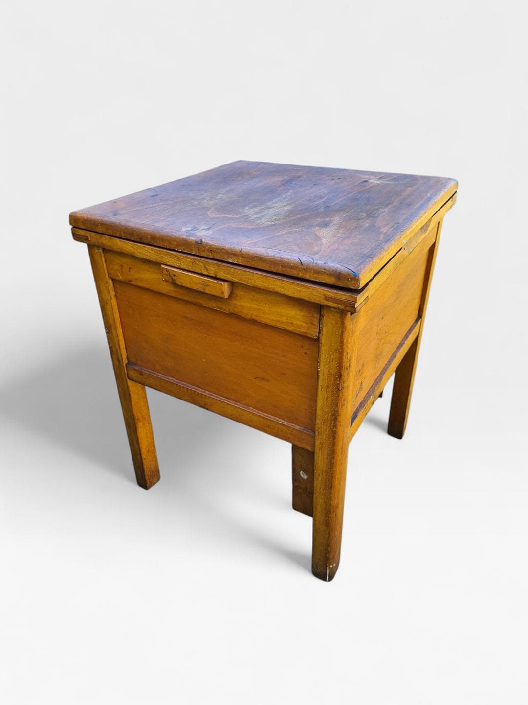 Step stool, brown wood, metal, 1970s - 306077