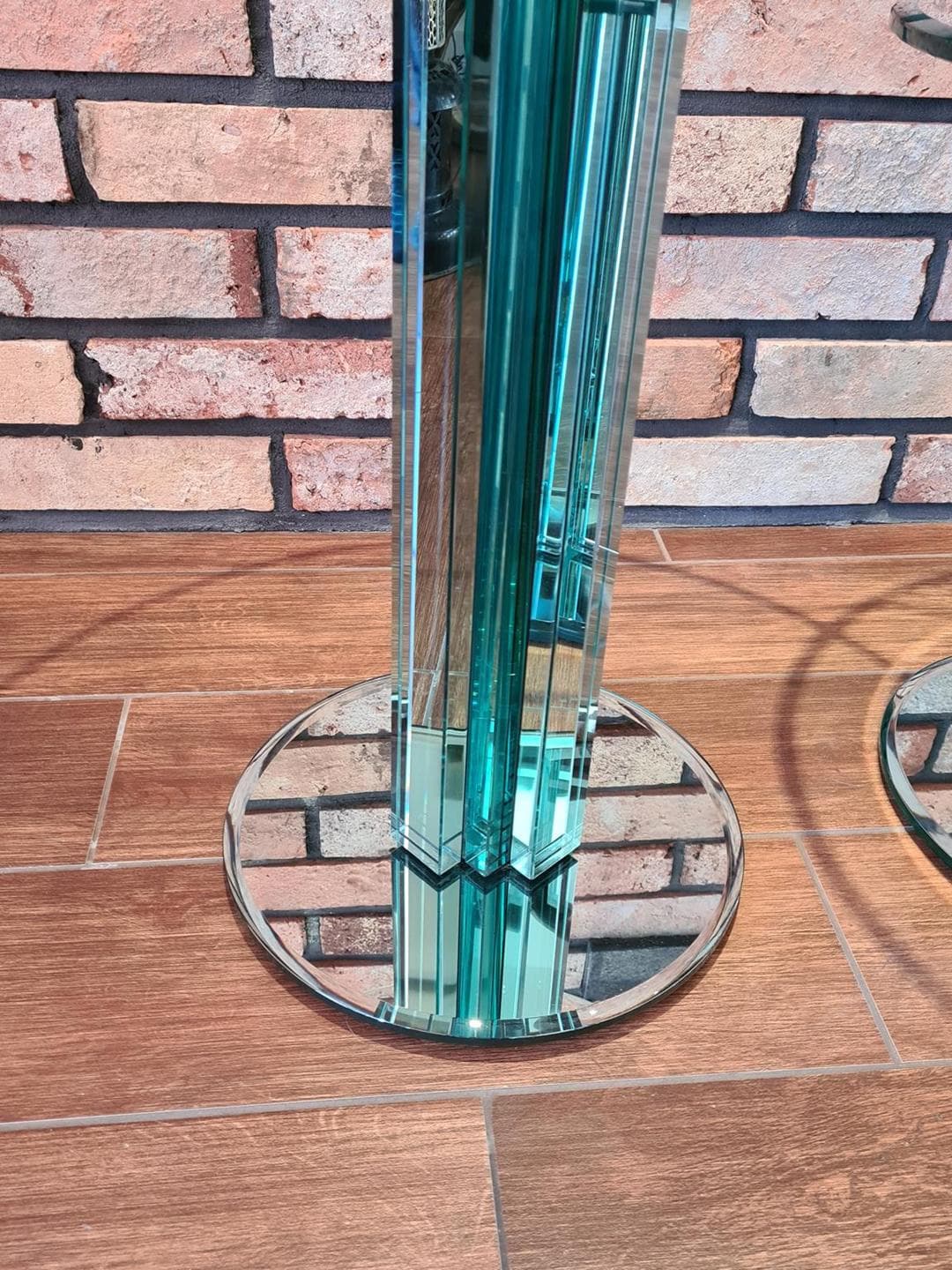 Set of two side tables, transparent aquamarine silver glass, by L. Massoni, Gallotti & Radice, Italy, 1970s. - 306038