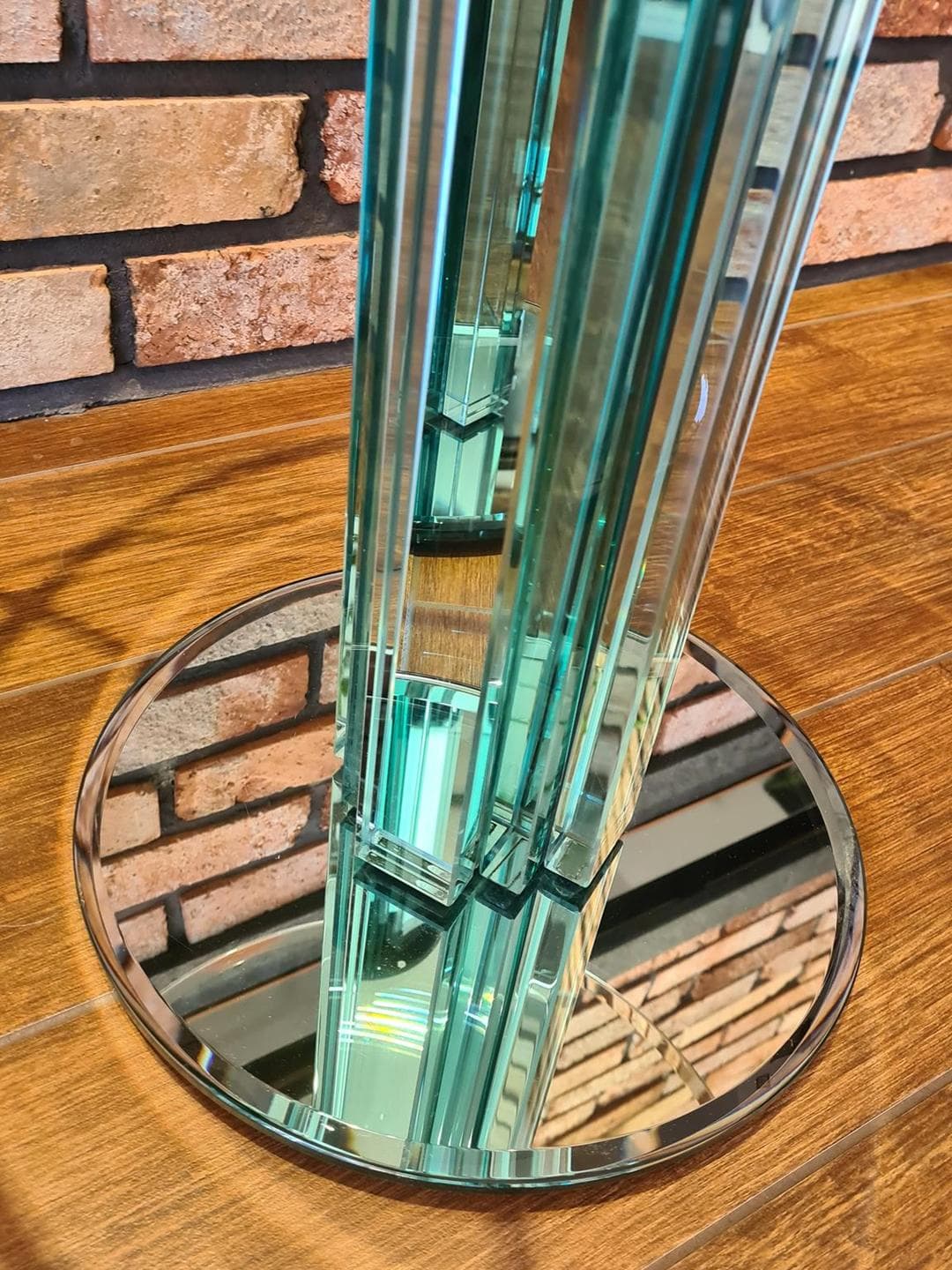 Set of two side tables, transparent aquamarine silver glass, by L. Massoni, Gallotti & Radice, Italy, 1970s. - 306039
