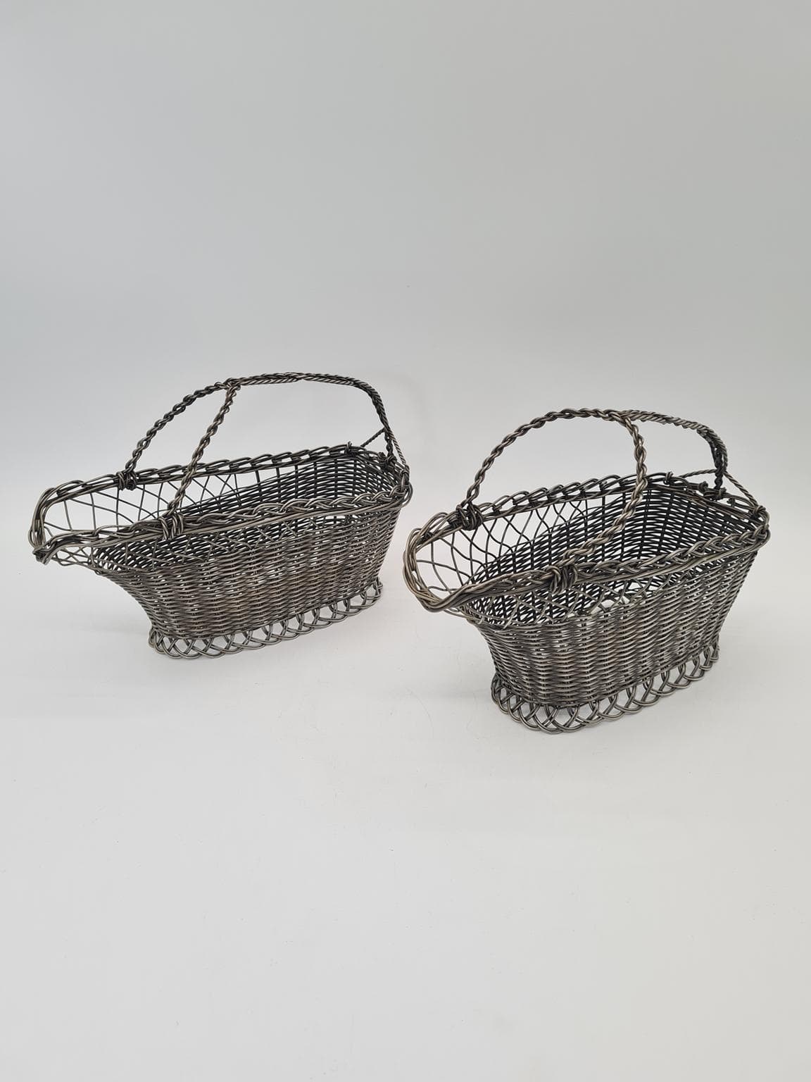 Set of two wine baskets, silver metal, France, 1970s - 305171