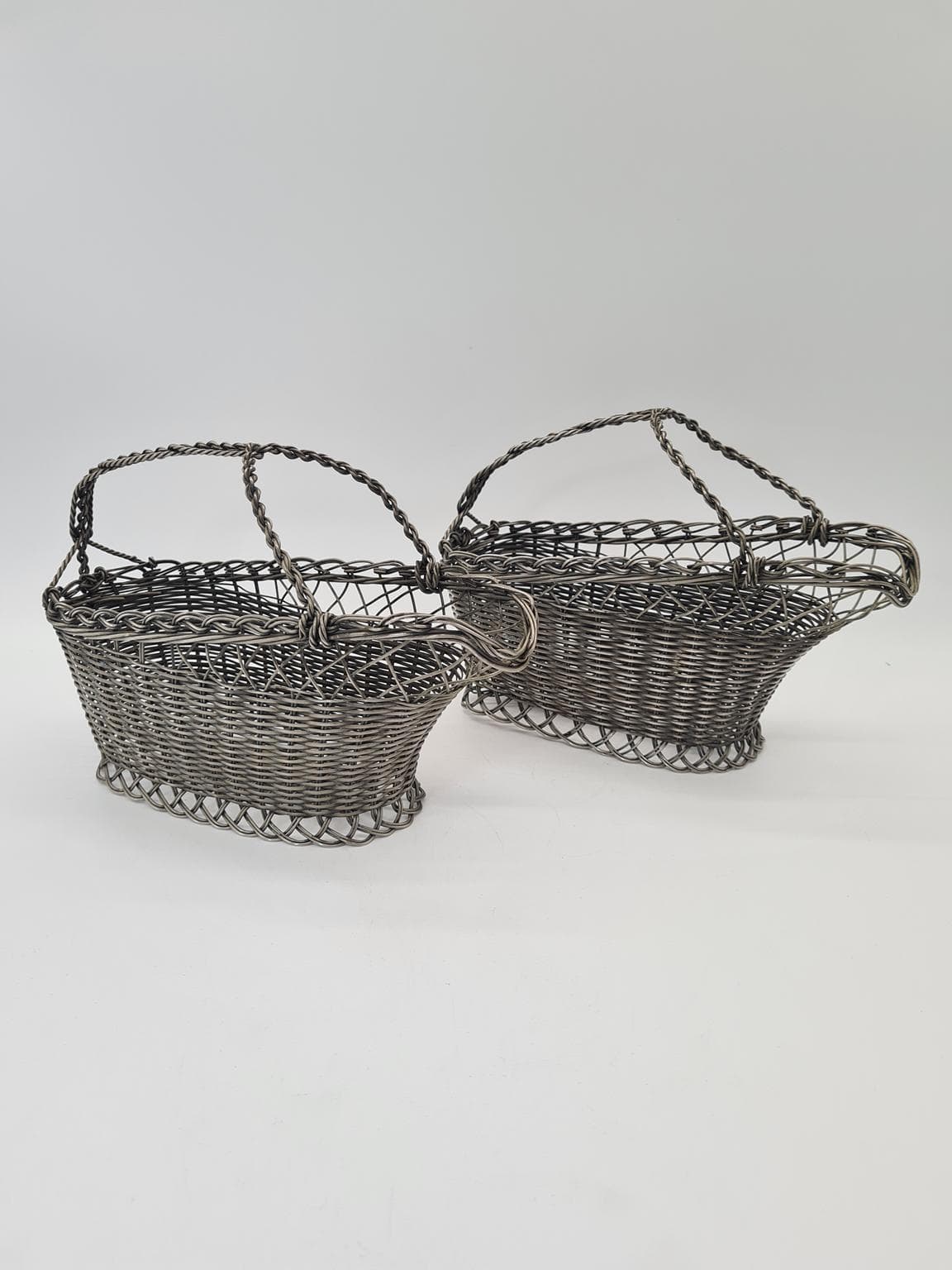 Set of two wine baskets, silver metal, France, 1970s - 305179