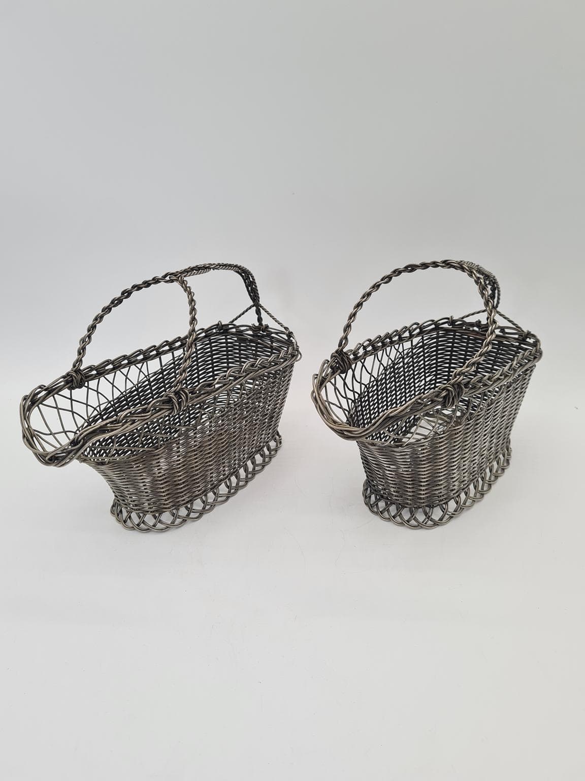Set of two wine baskets, silver metal, France, 1970s - 305176