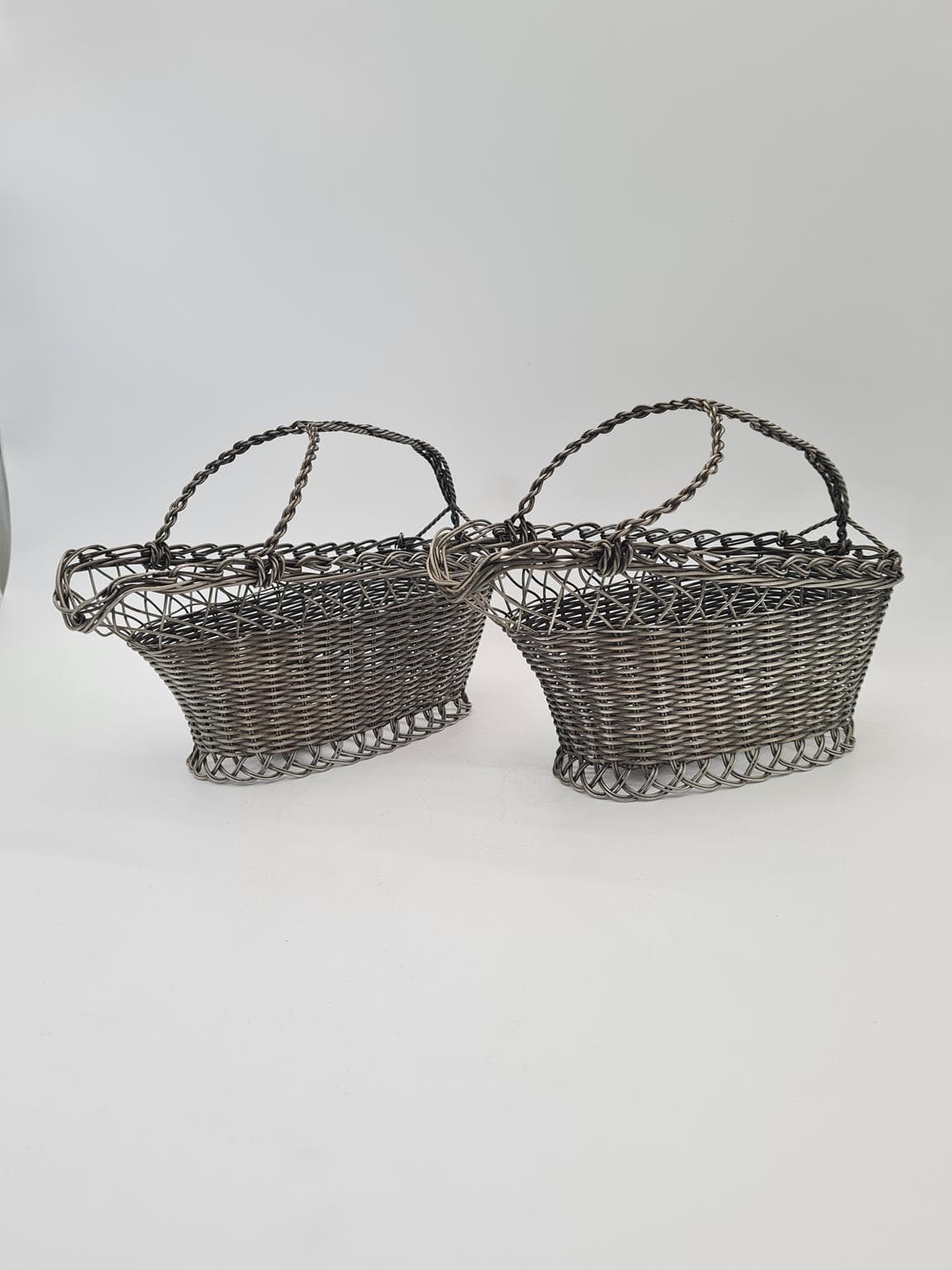 Set of two wine baskets, silver metal, France, 1970s - 305177