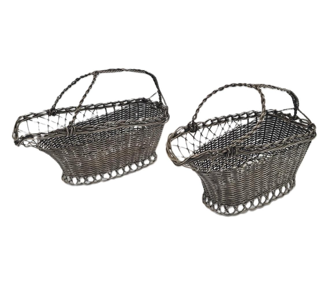 Set of two wine baskets, silver metal, France, 1970s - 305170