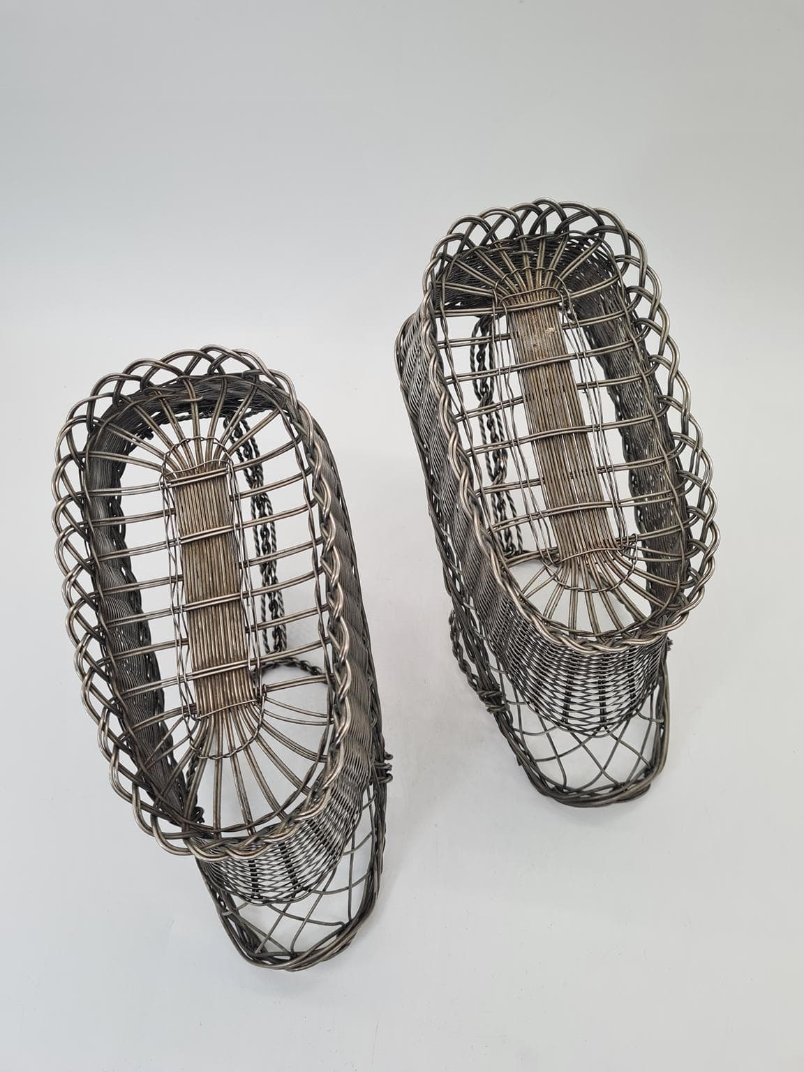 Set of two wine baskets, silver metal, France, 1970s - 305180