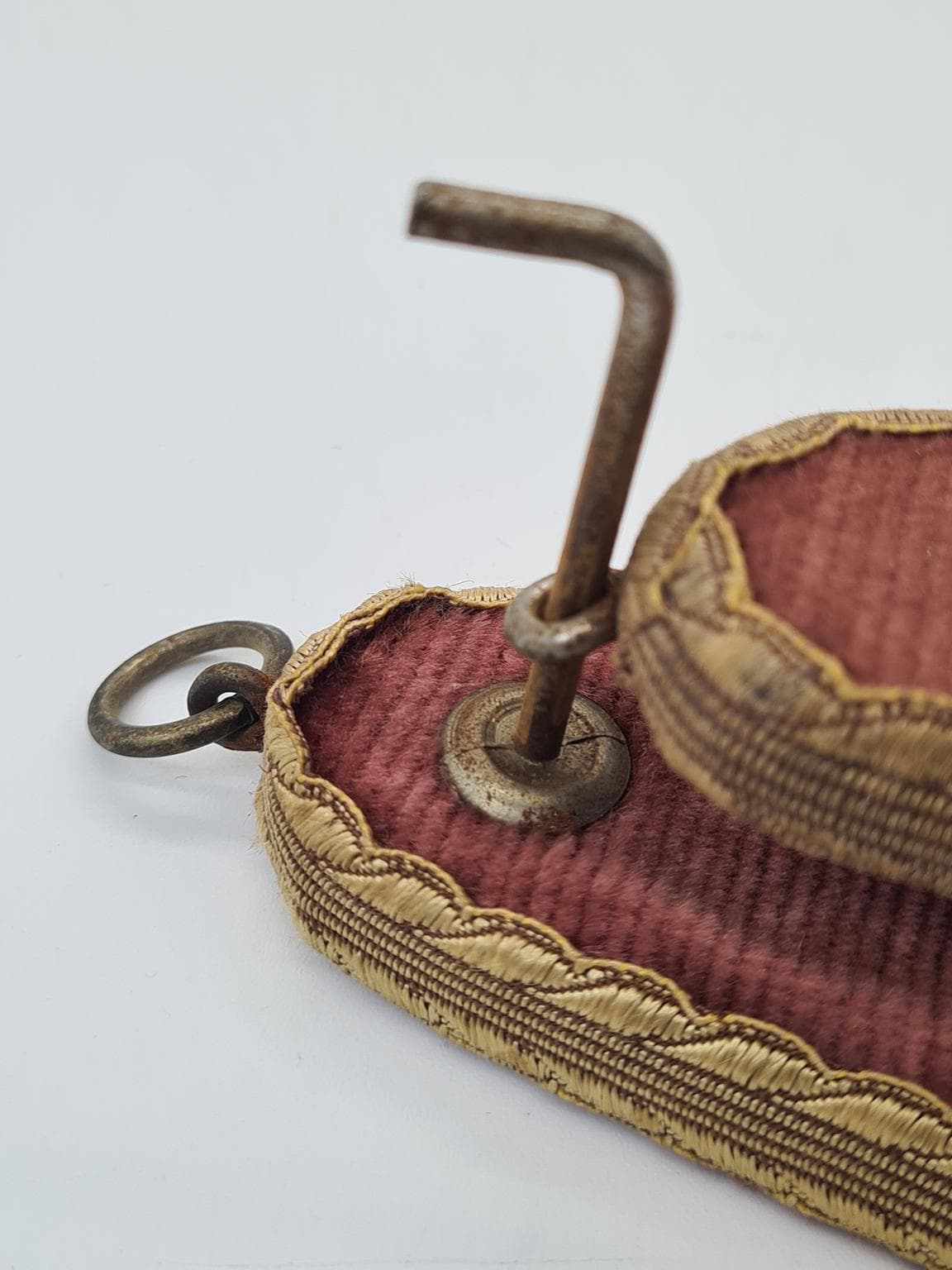 Clothes Brush Set with Case, burgundy velvet, natural bristles, metal, Europe, 1960s - 305197