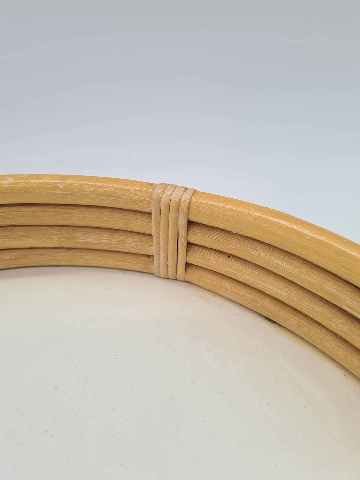Round tray, brown yellow, rattan wood, Europe, 1970s. - 305223