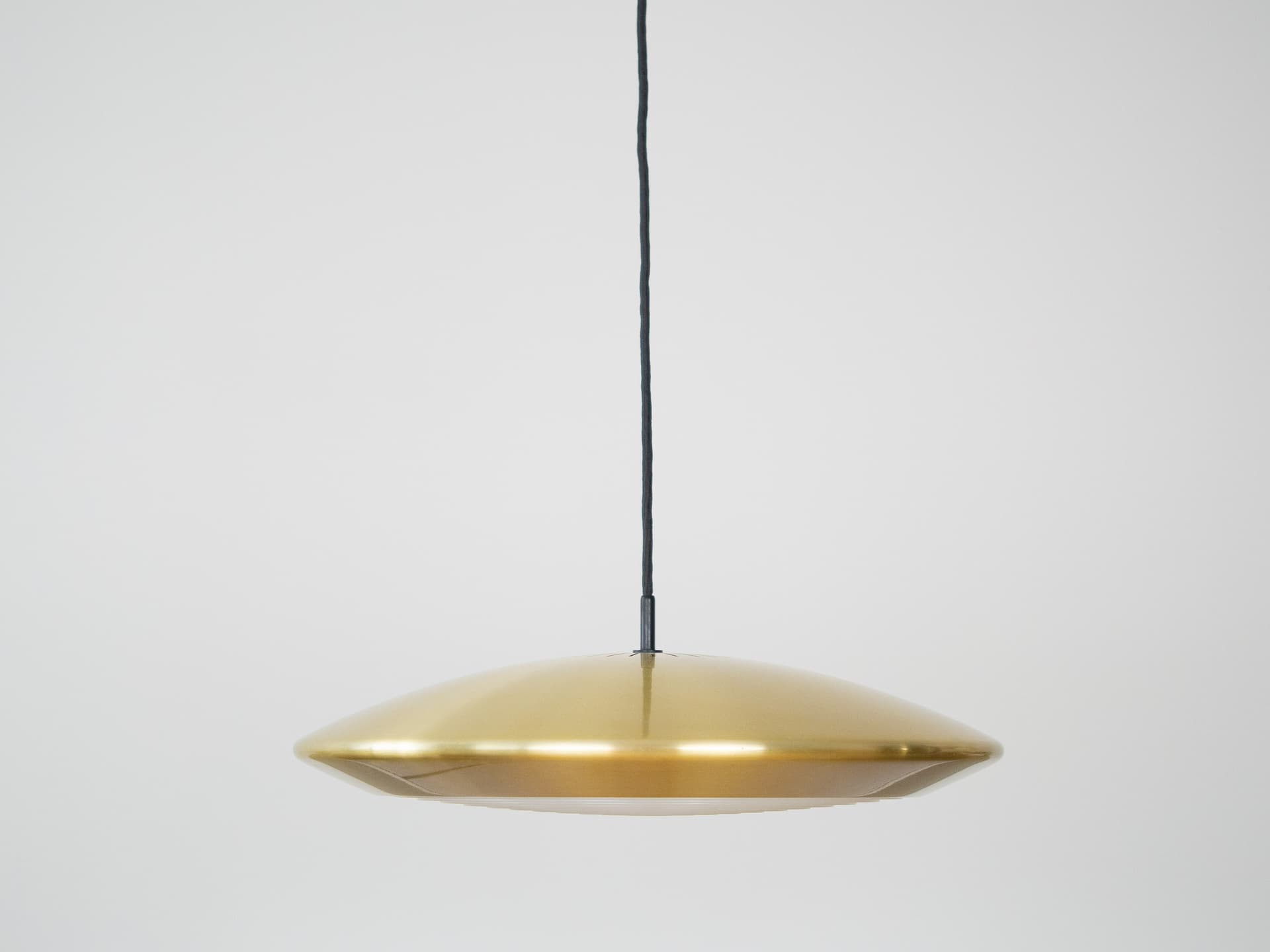 Pendant lamp Diskos, gold metal, by J. Hammerborg, Fog & Mørup, Denmark, 1960s. - 305455