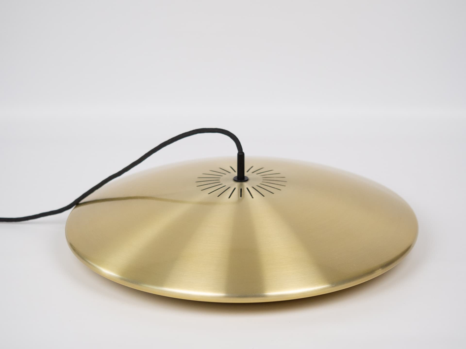 Pendant lamp Diskos, gold metal, by J. Hammerborg, Fog & Mørup, Denmark, 1960s. - 305459
