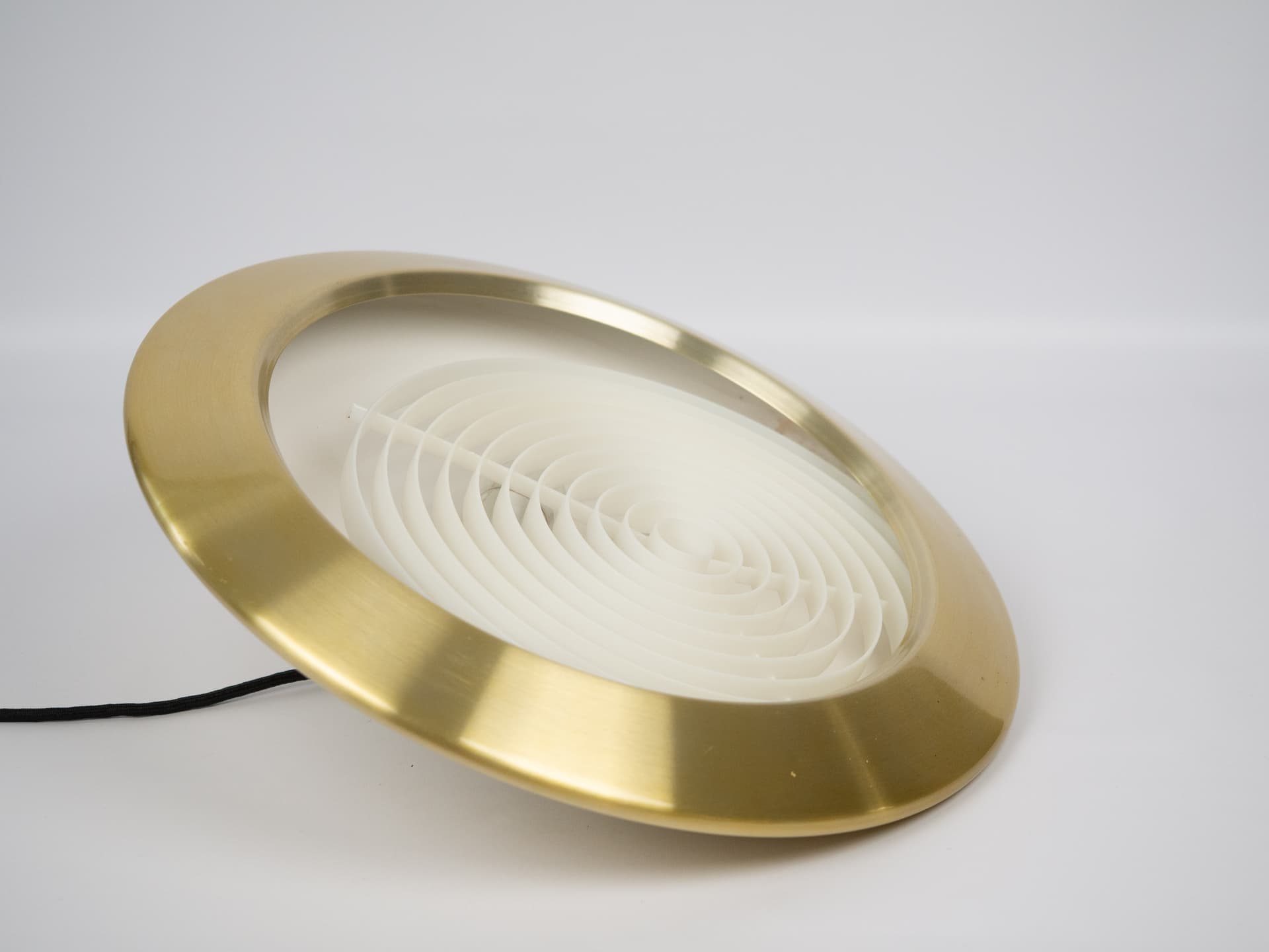 Pendant lamp Diskos, gold metal, by J. Hammerborg, Fog & Mørup, Denmark, 1960s. - 305462