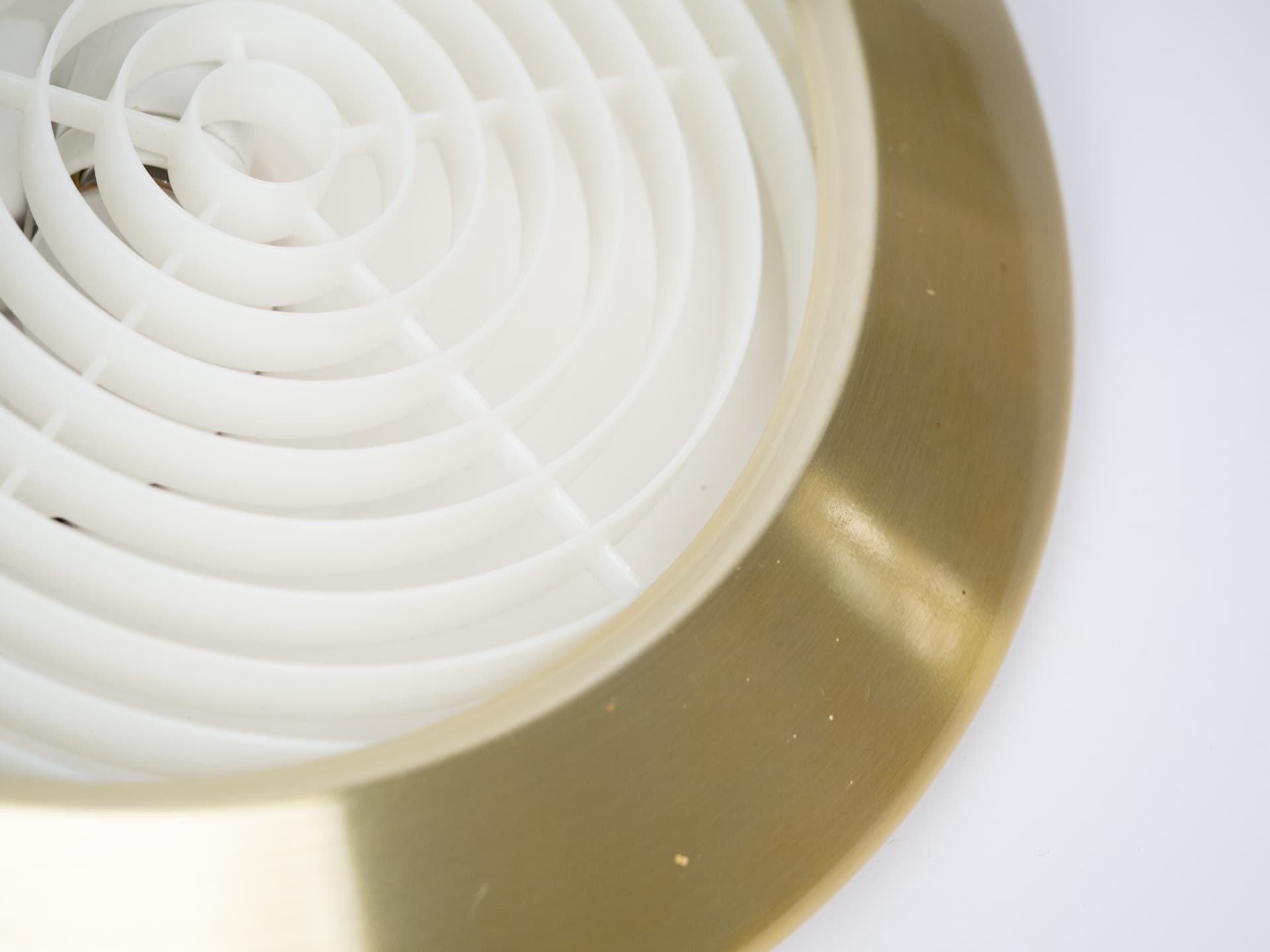 Pendant lamp Diskos, gold metal, by J. Hammerborg, Fog & Mørup, Denmark, 1960s. - 305464