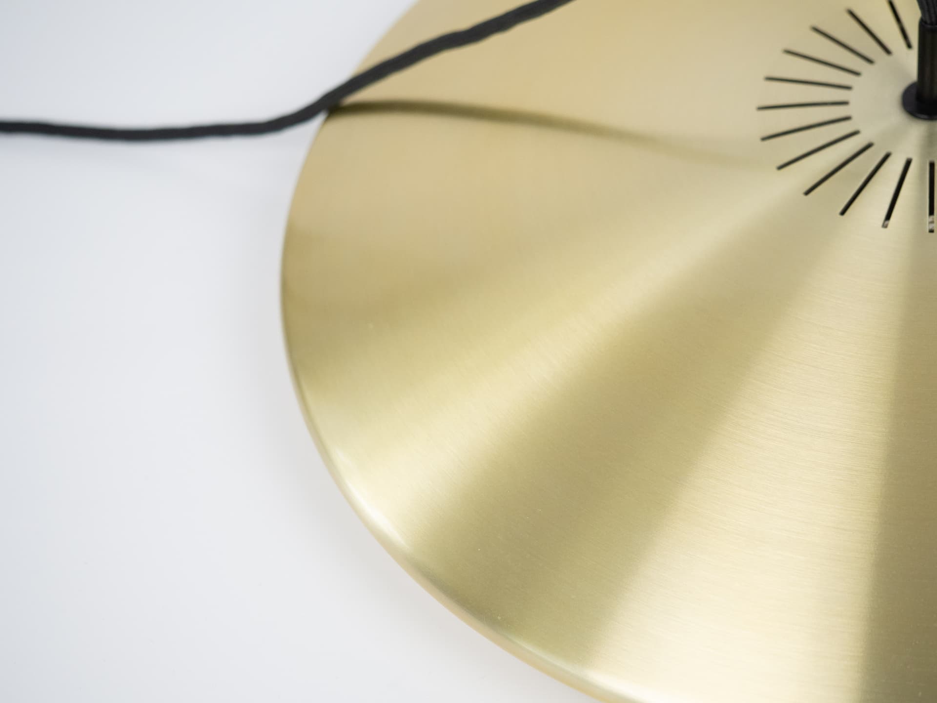 Pendant lamp Diskos, gold metal, by J. Hammerborg, Fog & Mørup, Denmark, 1960s. - 305461