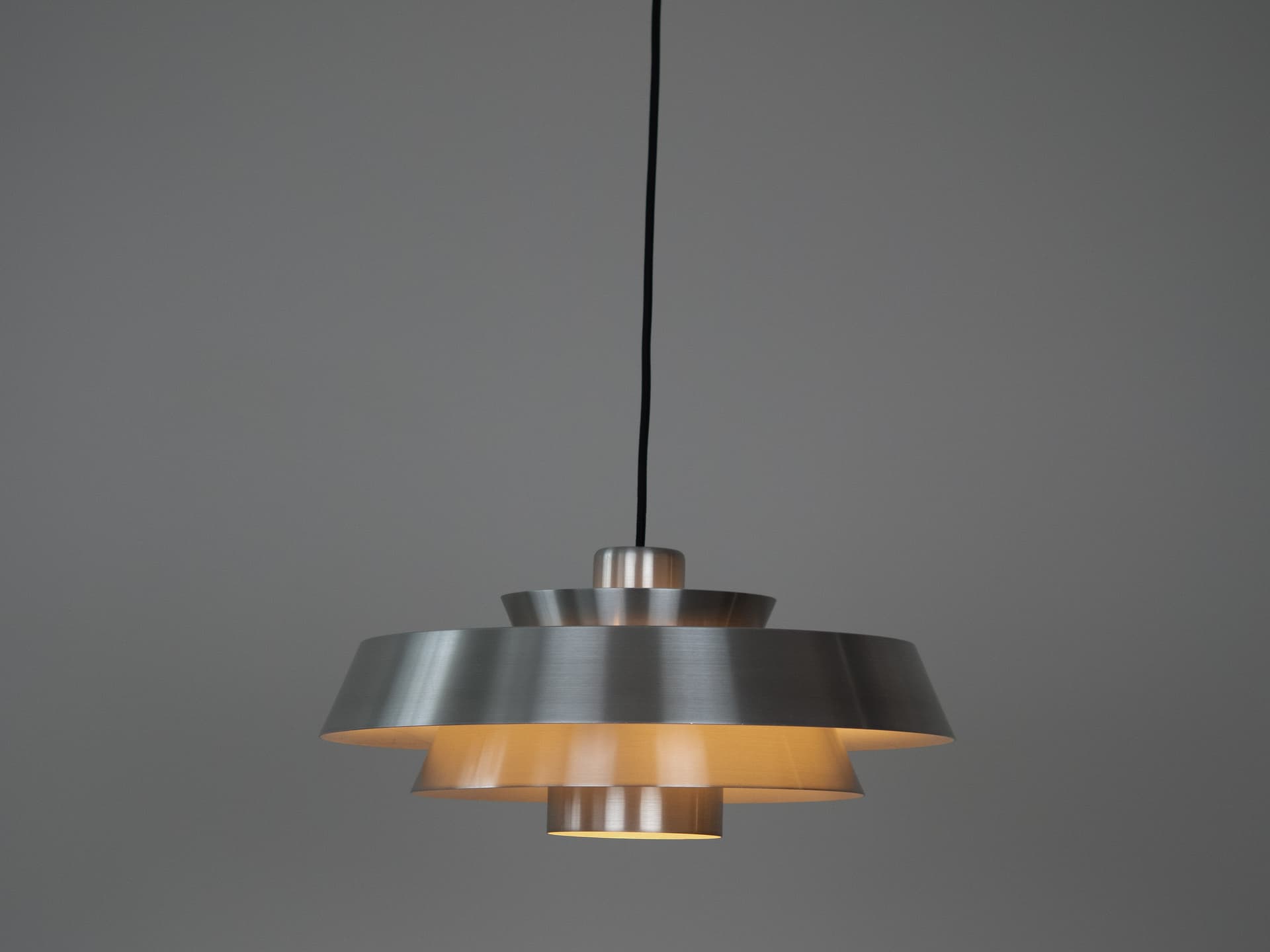 Pendant lamp Nova, silver aluminium, by J. Hammerborg, Fog & Mørup, Denmark, 1960s. - 305481