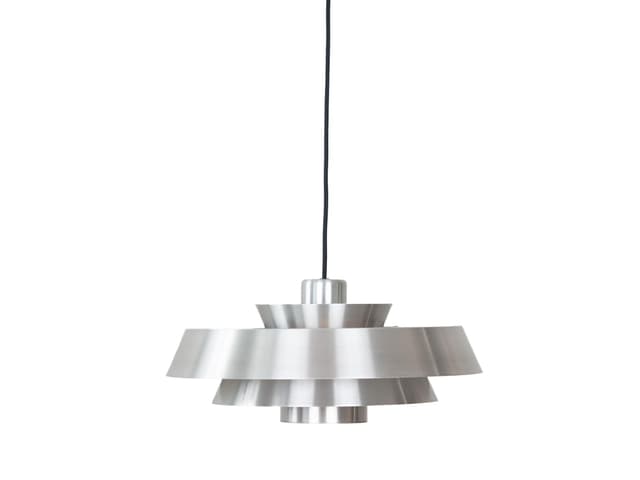 Pendant lamp Nova, silver aluminium, by J. Hammerborg, Fog & Mørup, Denmark, 1960s. - DIMENSION