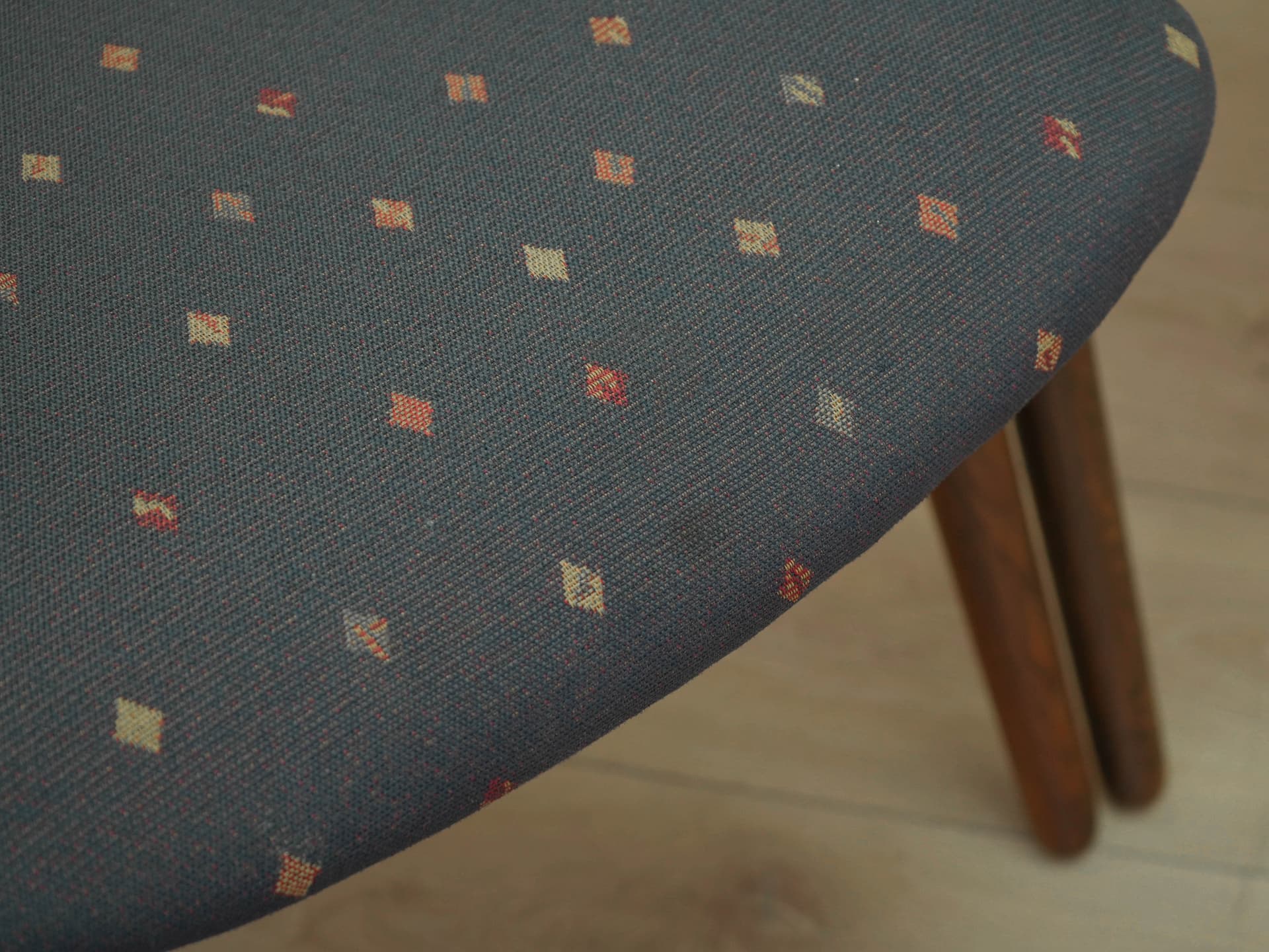Set of four chairs, brown oak, blue fabric, by H. J. Wegner, Denmark, 1960s. - 305533