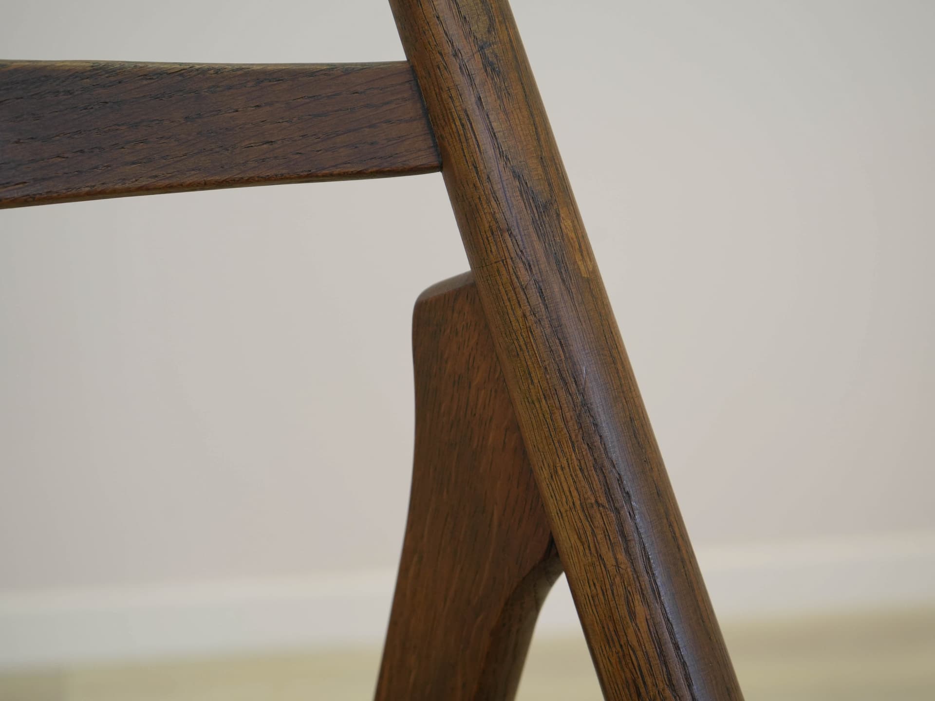 Set of four chairs, brown oak, blue fabric, by H. J. Wegner, Denmark, 1960s. - 305528