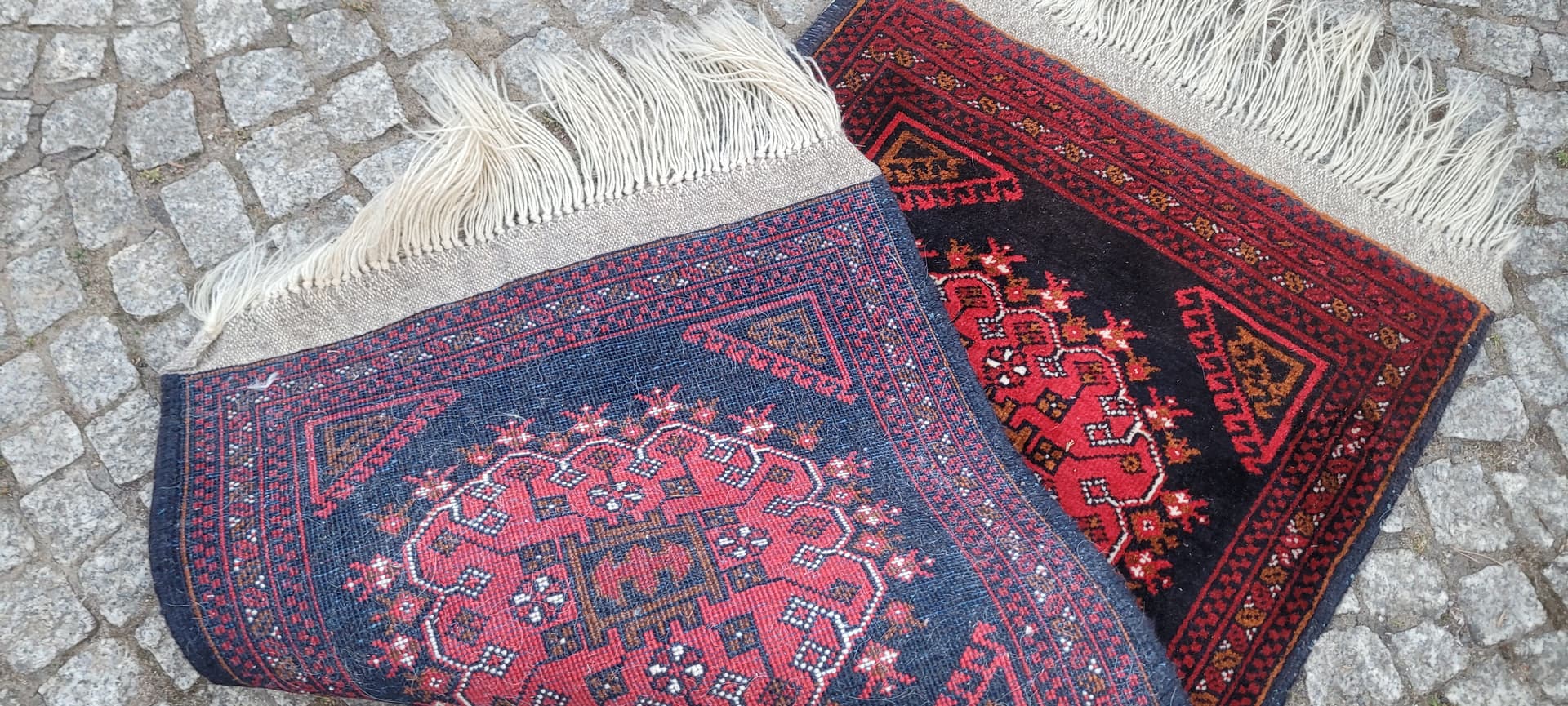Rug Beluch, 135x56 cm, red black, wool, Afghanistan, 1970s. - 305558