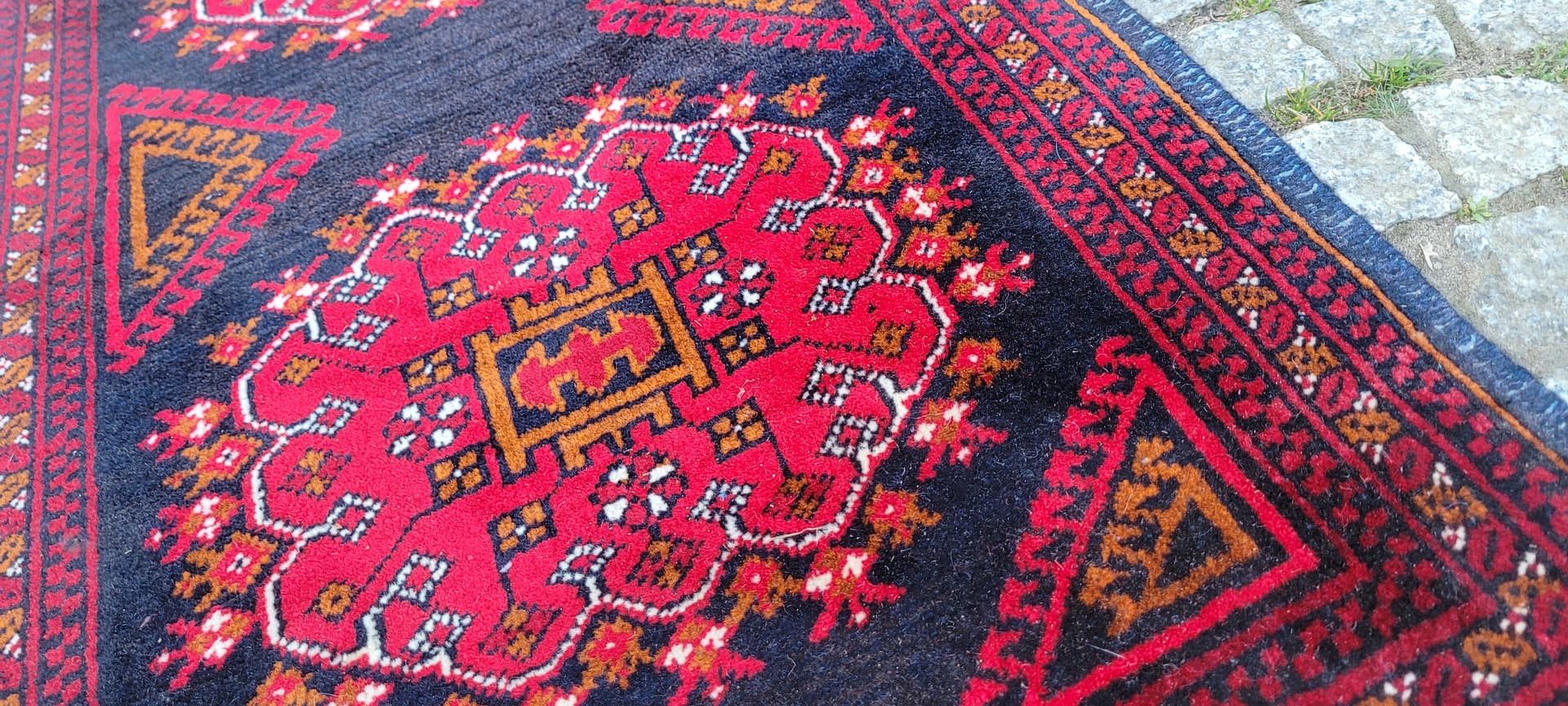 Rug Beluch, 135x56 cm, red black, wool, Afghanistan, 1970s. - 305560