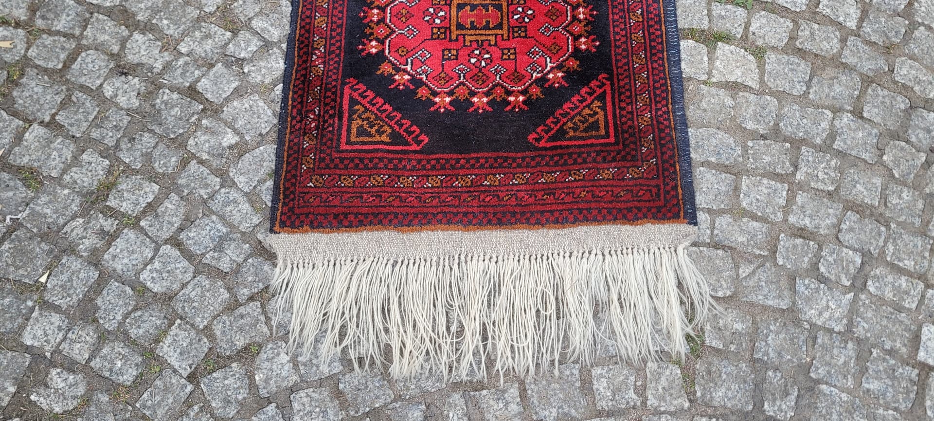 Rug Beluch, 135x56 cm, red black, wool, Afghanistan, 1970s. - 305551
