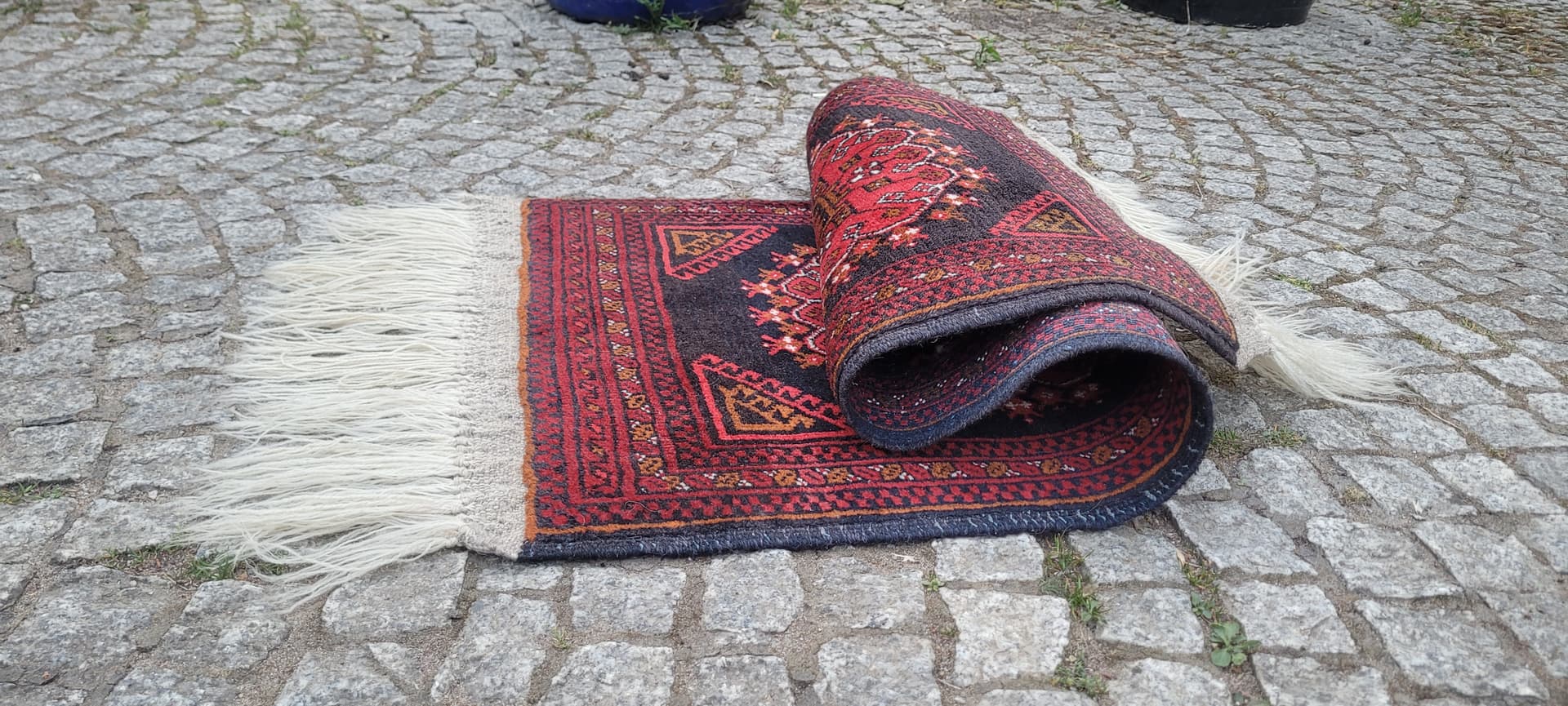 Rug Beluch, 135x56 cm, red black, wool, Afghanistan, 1970s. - 305546