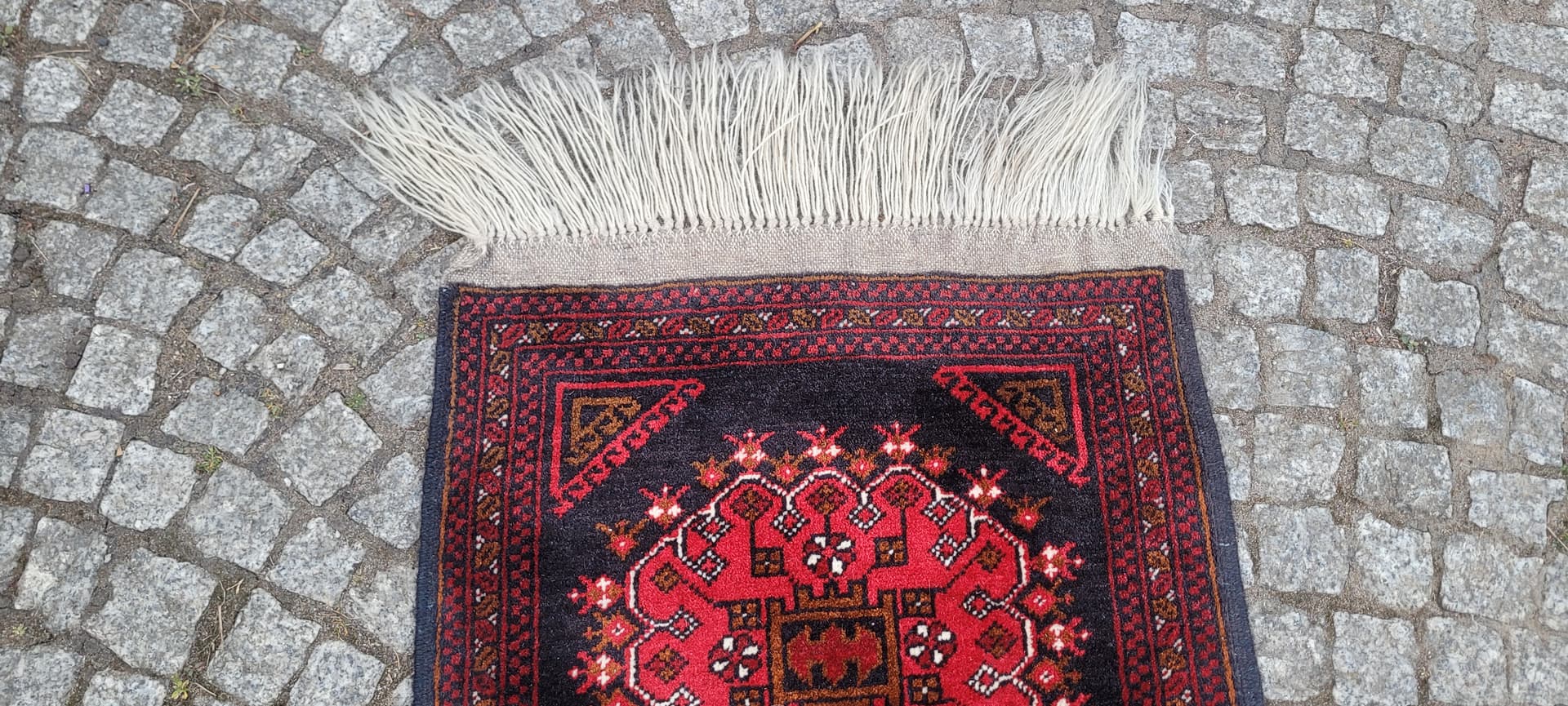 Rug Beluch, 135x56 cm, red black, wool, Afghanistan, 1970s. - 305557