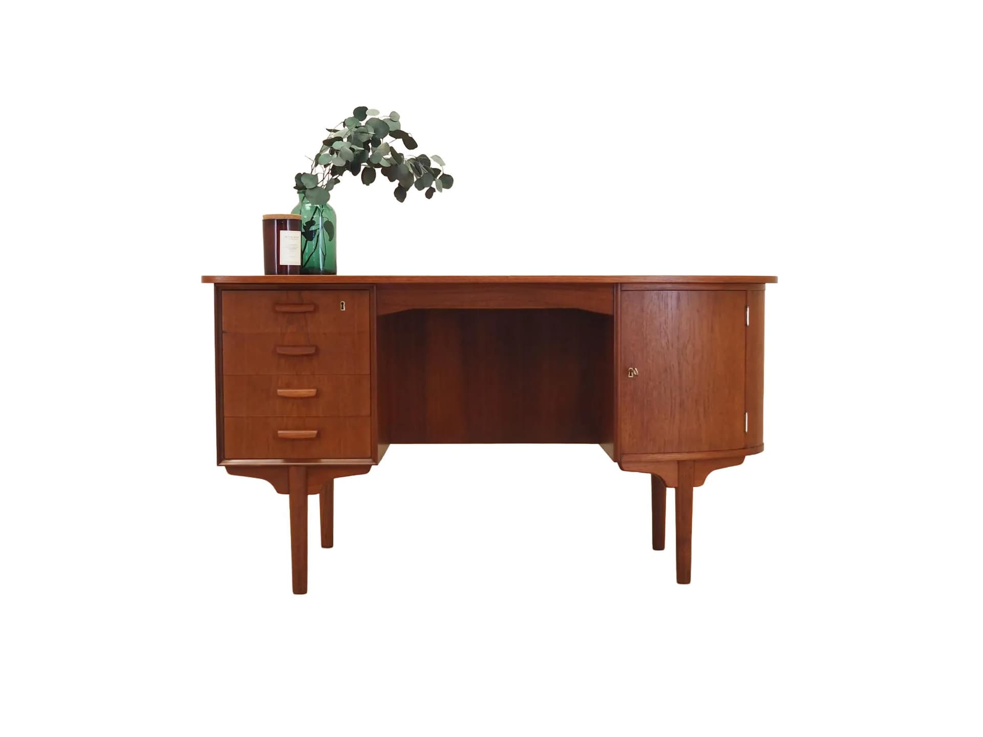 Biurko, teak brązowy, proj. H.P. Hansen, Dania, lata 70.