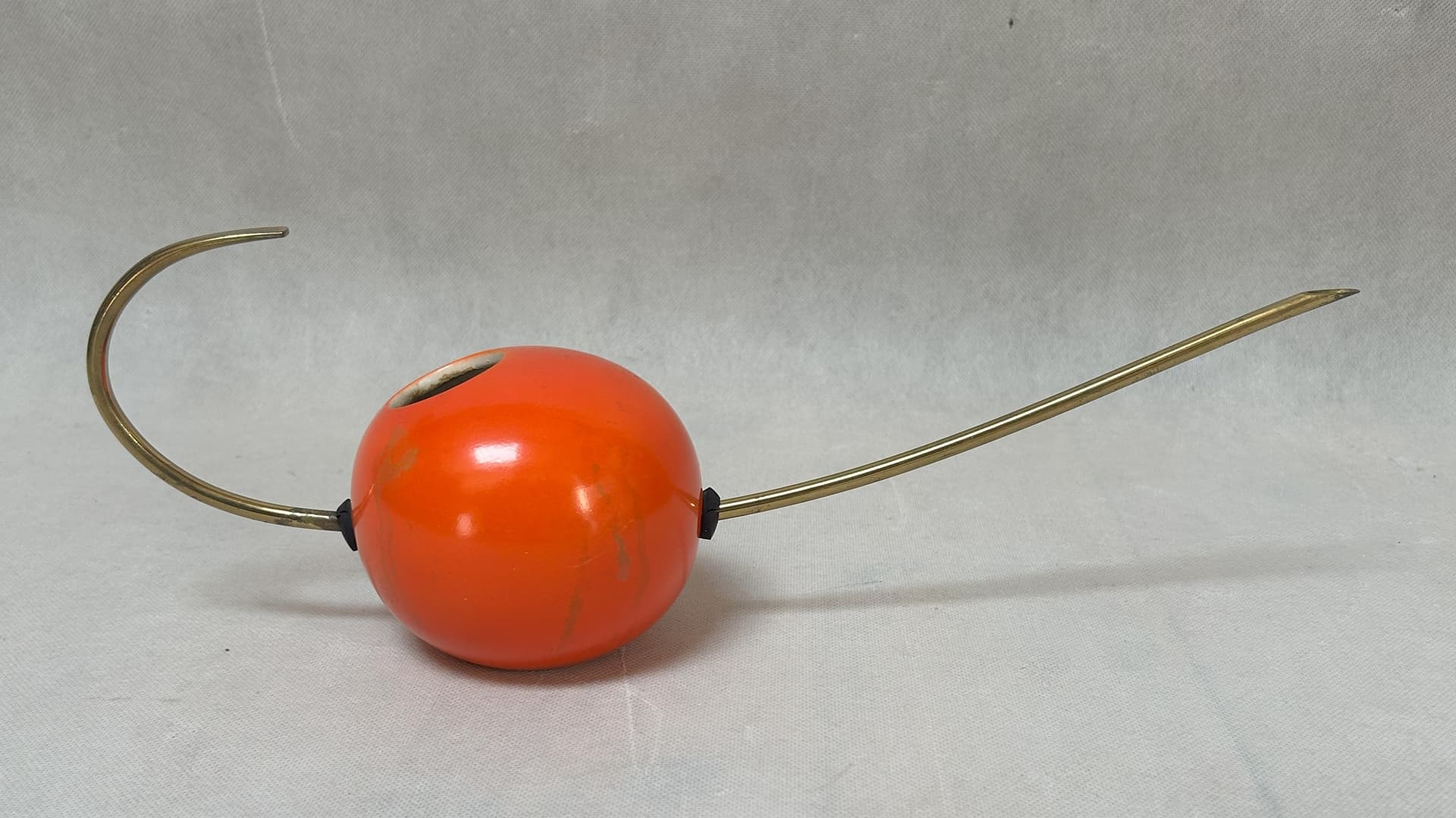 Watering can, orange ceramic, brass, by F. Dienes, 1950s. - 305619