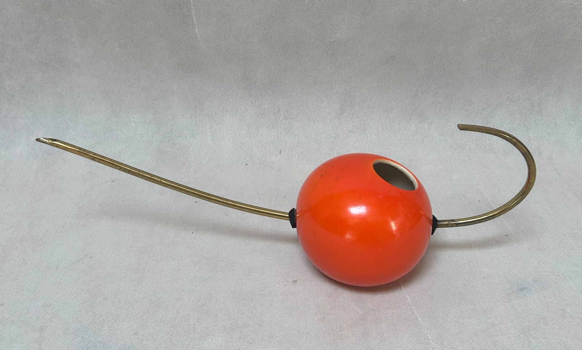 Watering can, orange ceramic, brass, by F. Dienes, 1950s. - 305618