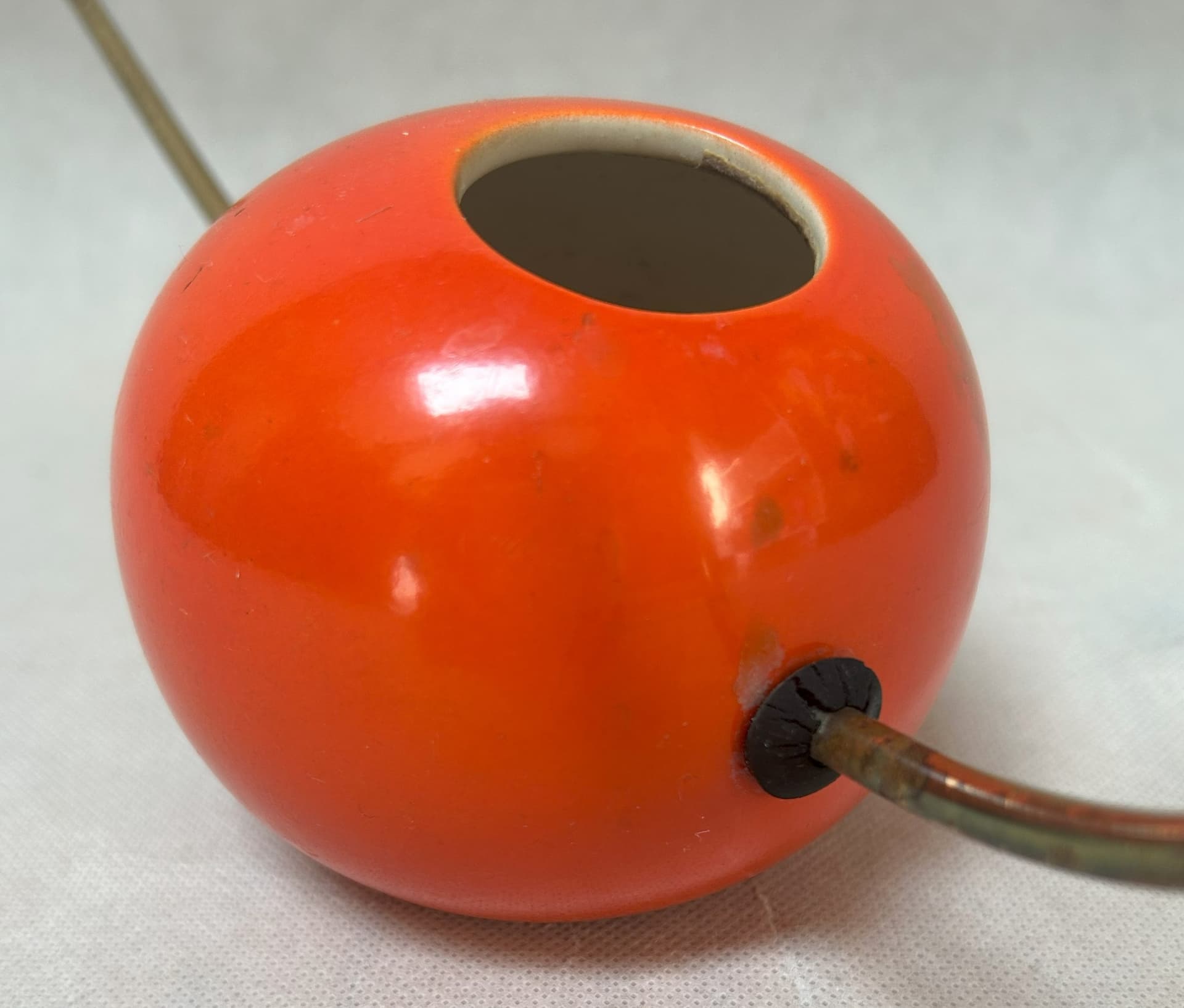 Watering can, orange ceramic, brass, by F. Dienes, 1950s. - 305614