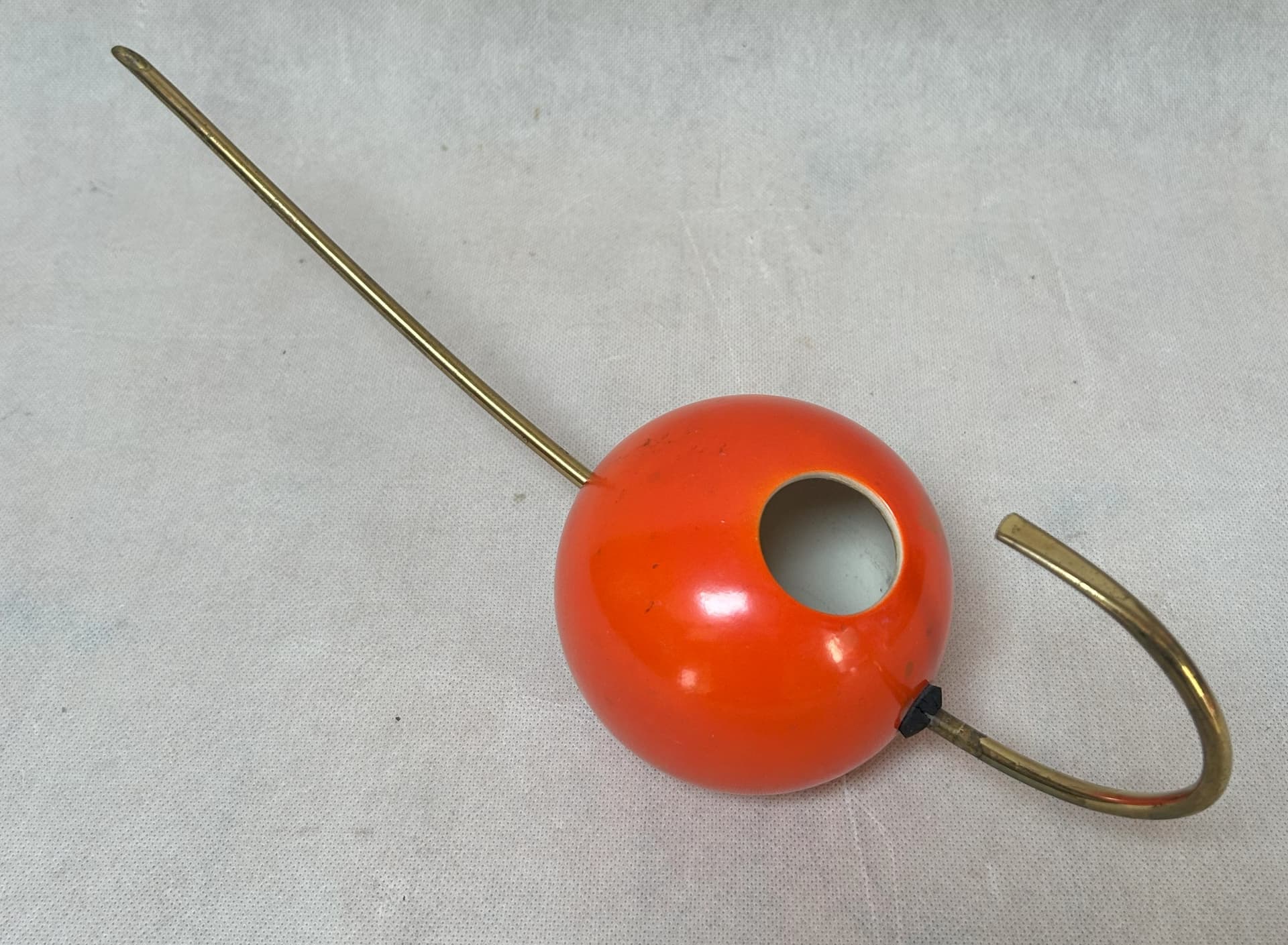 Watering can, orange ceramic, brass, by F. Dienes, 1950s. - 305616