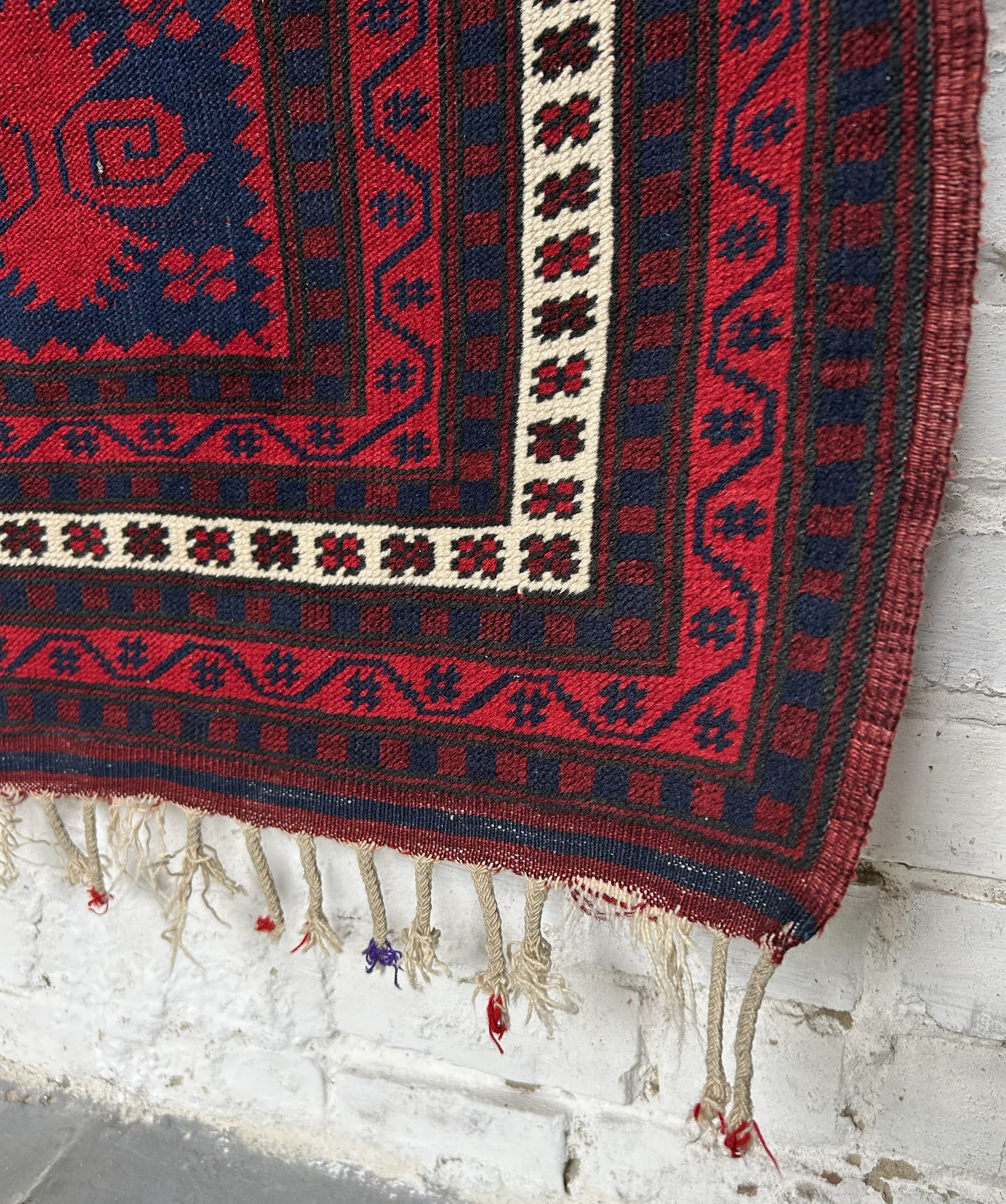Oriental rug 112x180 cm, blue red wool, 1970s. - 305651