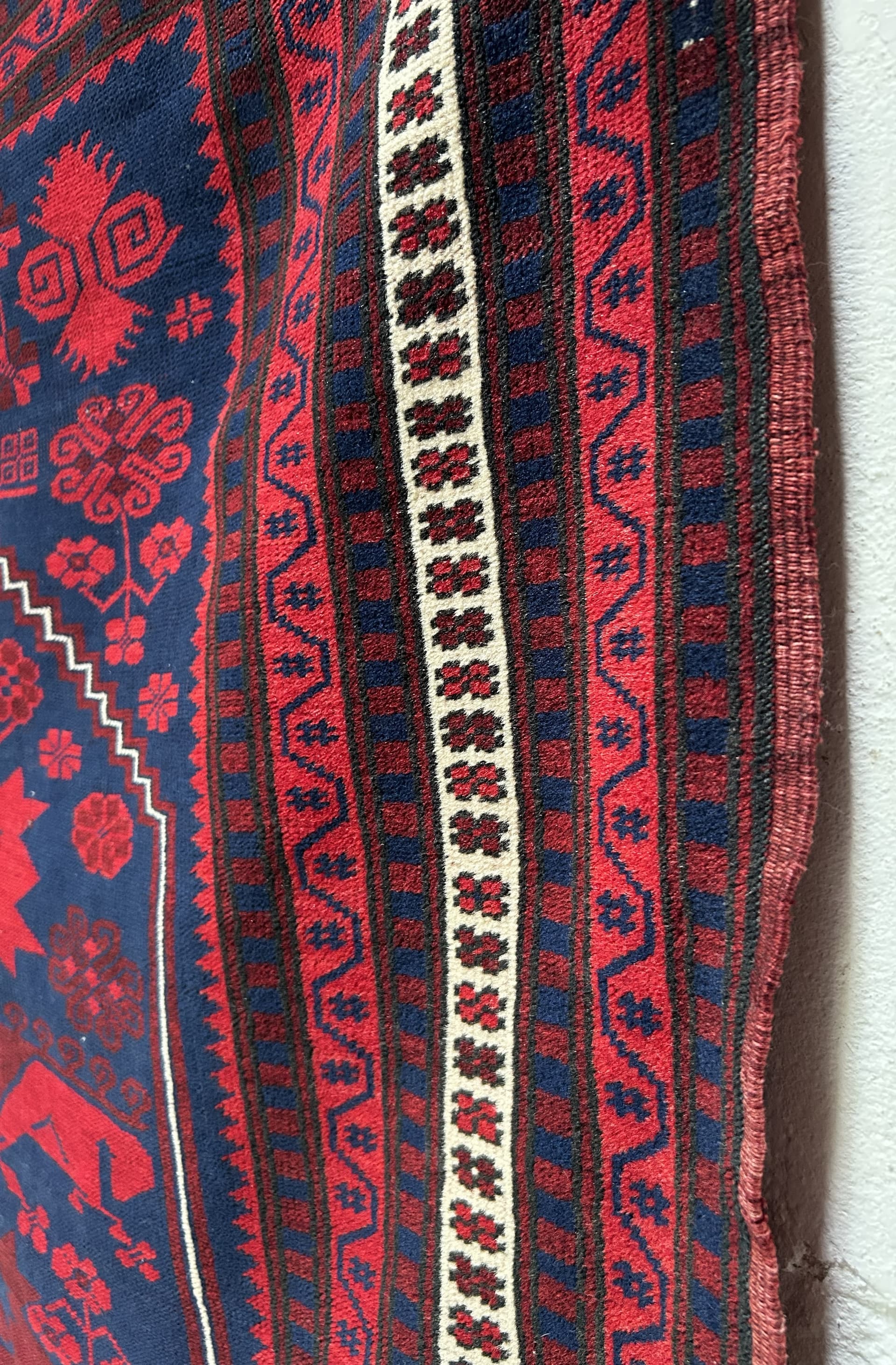 Oriental rug 112x180 cm, blue red wool, 1970s. - 305650