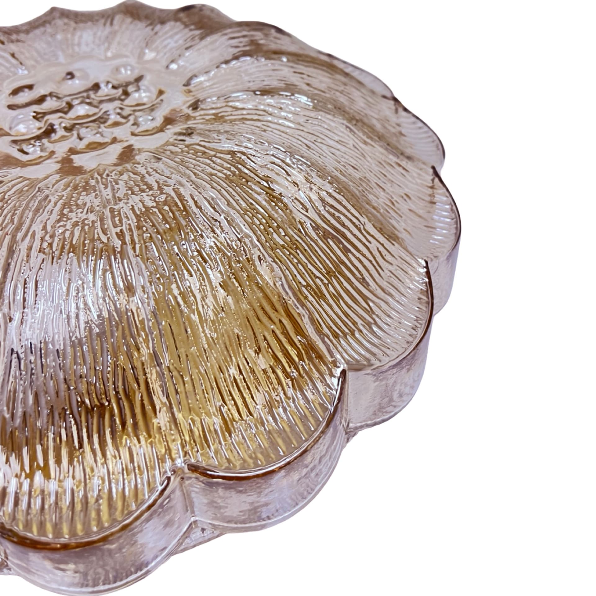 Ceiling light model 65282, amber glass, gold metal, HP Leuchten, Germany, 1970s. - 305760