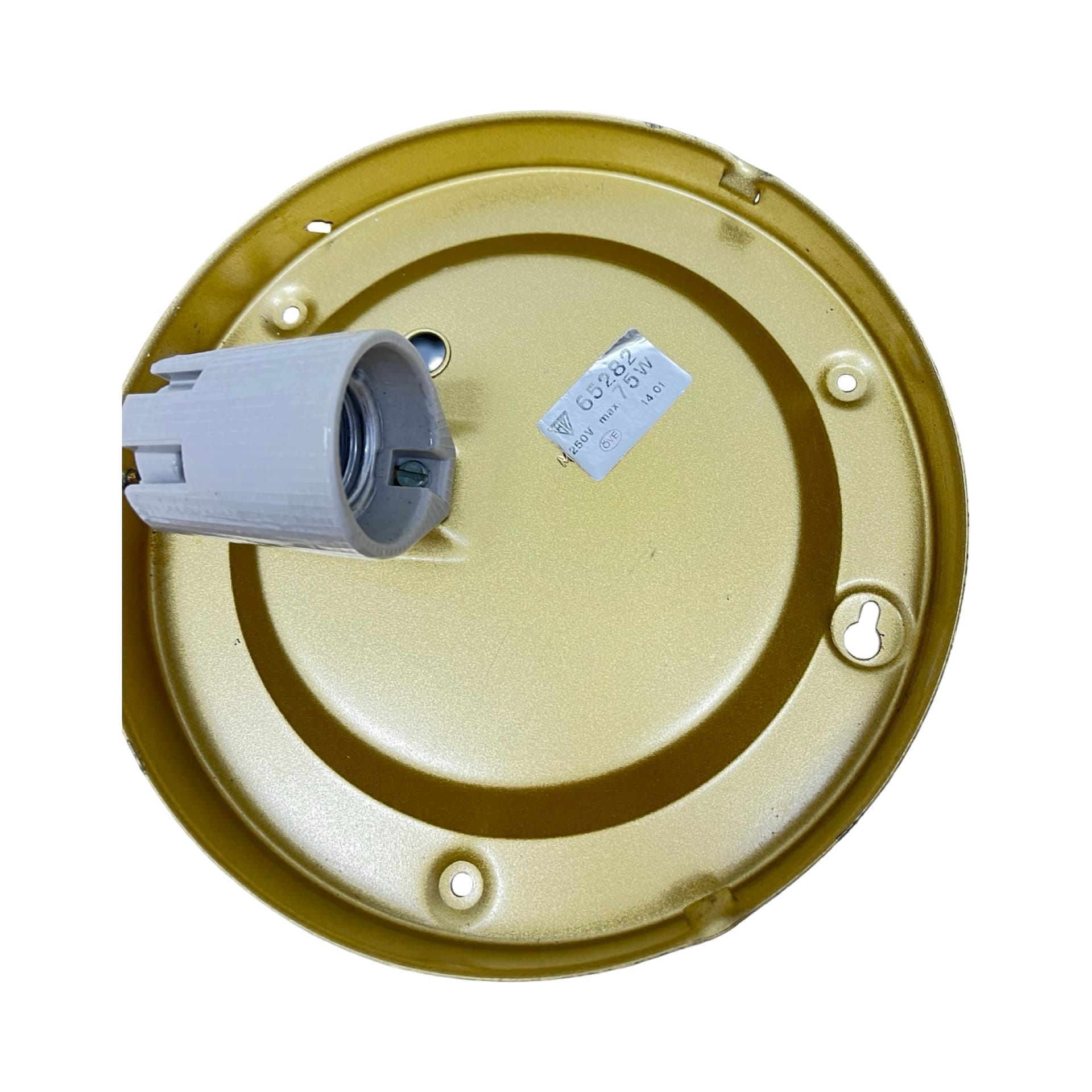 Ceiling light model 65282, amber glass, gold metal, HP Leuchten, Germany, 1970s. - 305771