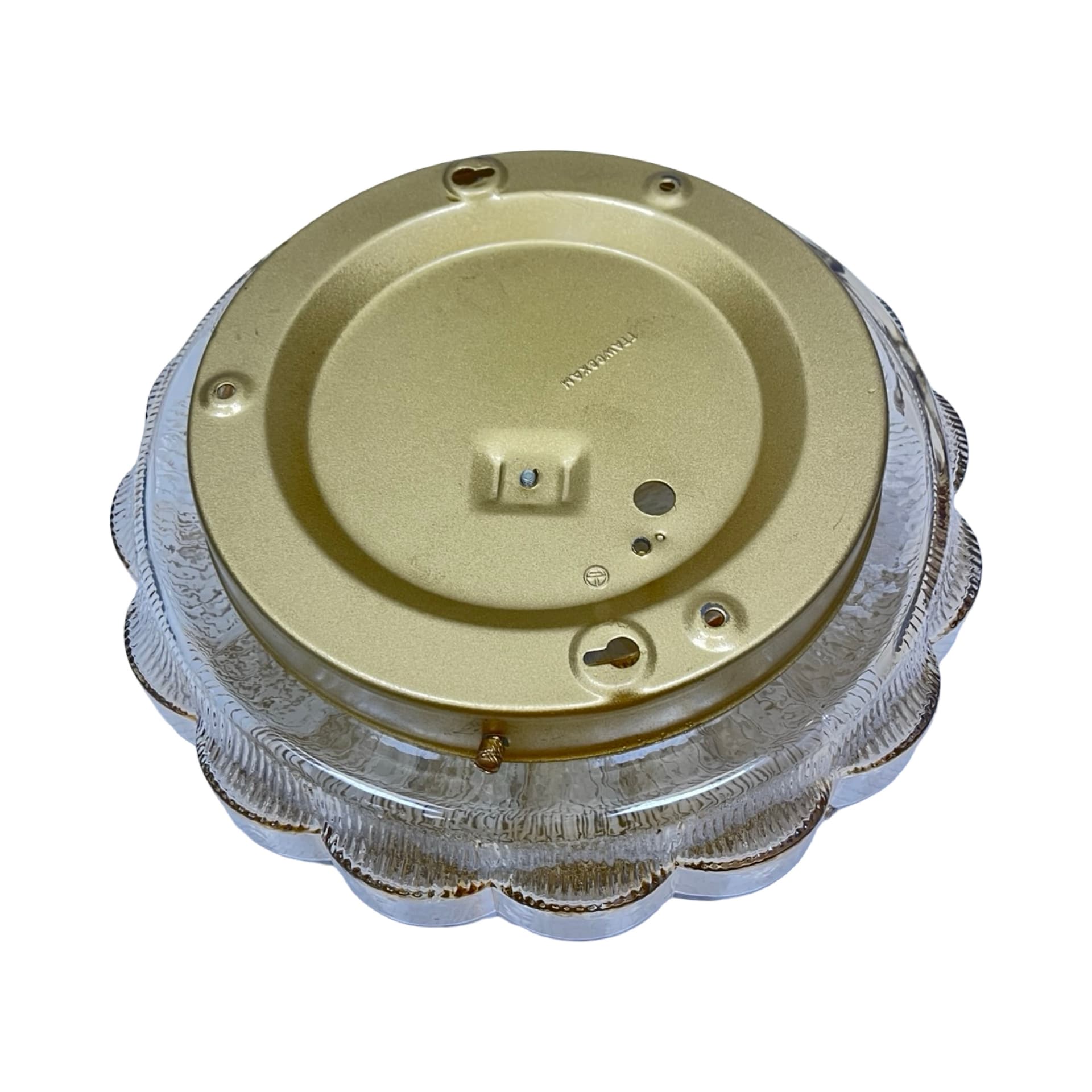 Ceiling light model 65282, amber glass, gold metal, HP Leuchten, Germany, 1970s. - 305769