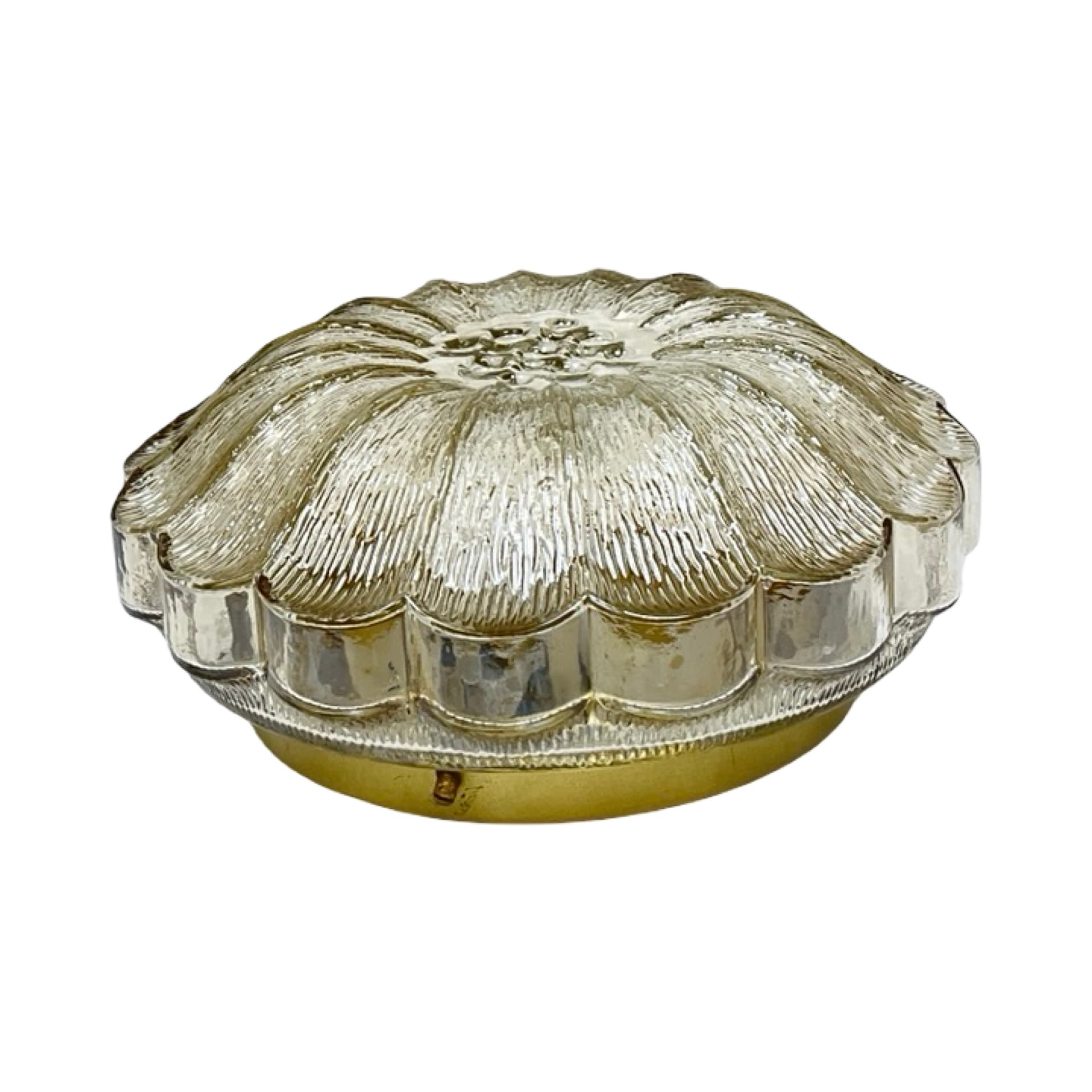 Ceiling light model 65282, amber glass, gold metal, HP Leuchten, Germany, 1970s. - 305766