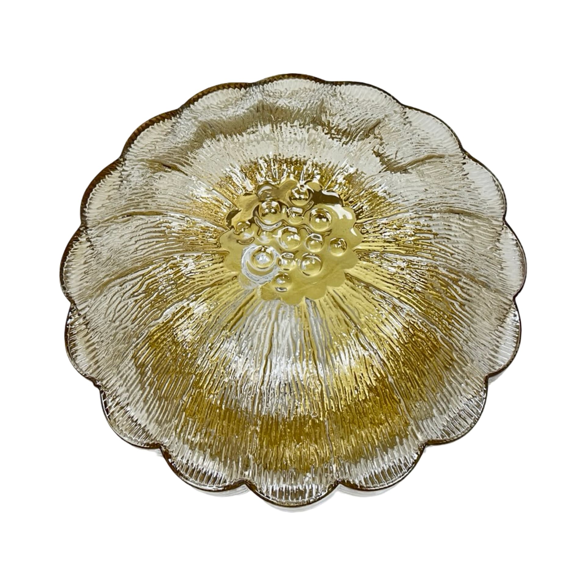 Ceiling light model 65282, amber glass, gold metal, HP Leuchten, Germany, 1970s. - 305762