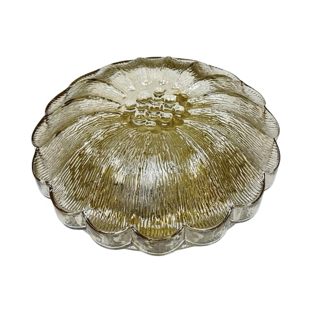 Ceiling light model 65282, amber glass, gold metal, HP Leuchten, Germany, 1970s. - DIMENSION