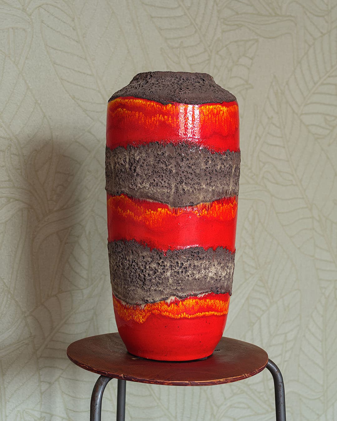 Floor vase, red ceramics, Germany, 1970s. - 305833