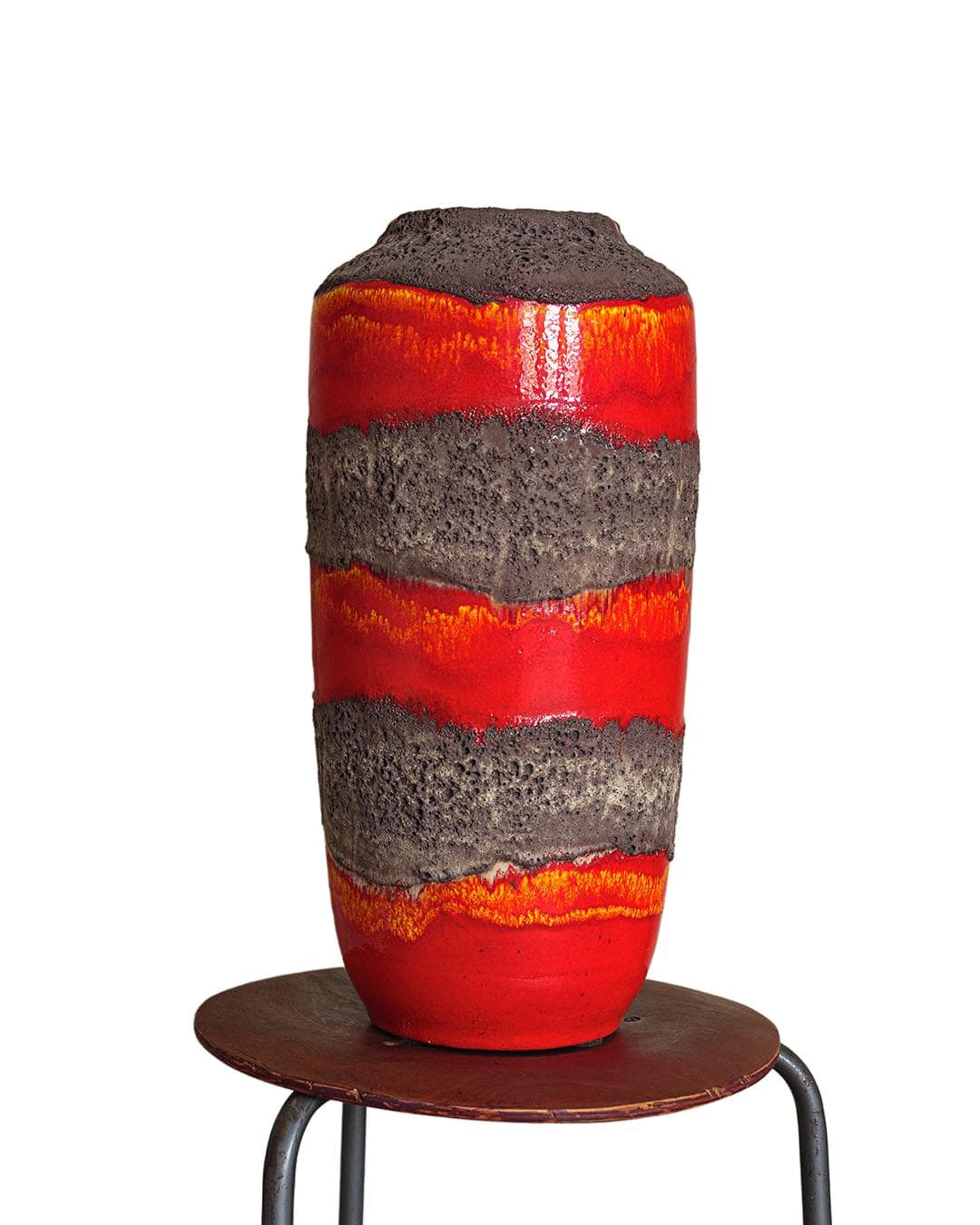 Floor vase, red ceramics, Germany, 1970s.