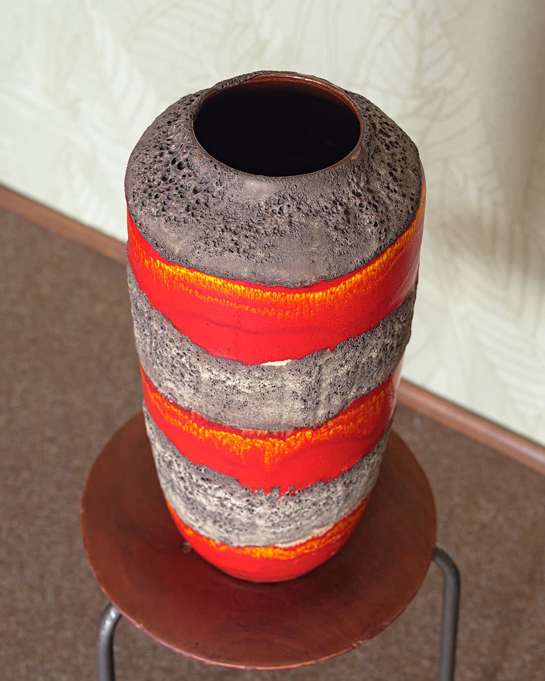 Floor vase, red ceramics, Germany, 1970s. - 305836