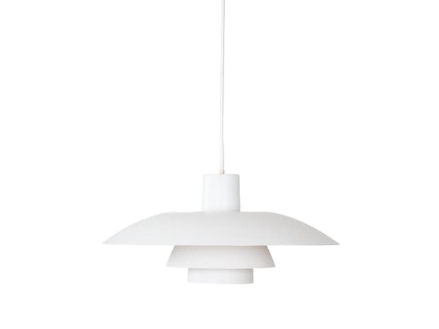 Lampa wisząca PH 4/3, aluminium biały, proj. P. Henningsen, Dania, lata 80. - WYMIARY