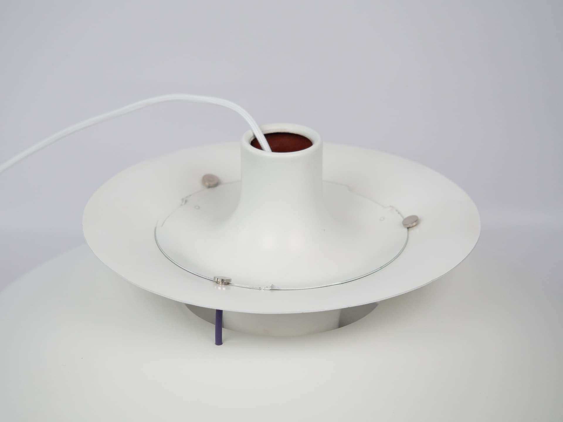 Pendant lamp PH 5, white, metal, by P. Henningsen, Louis Poulsen, Denmark, 1980s. - 305876