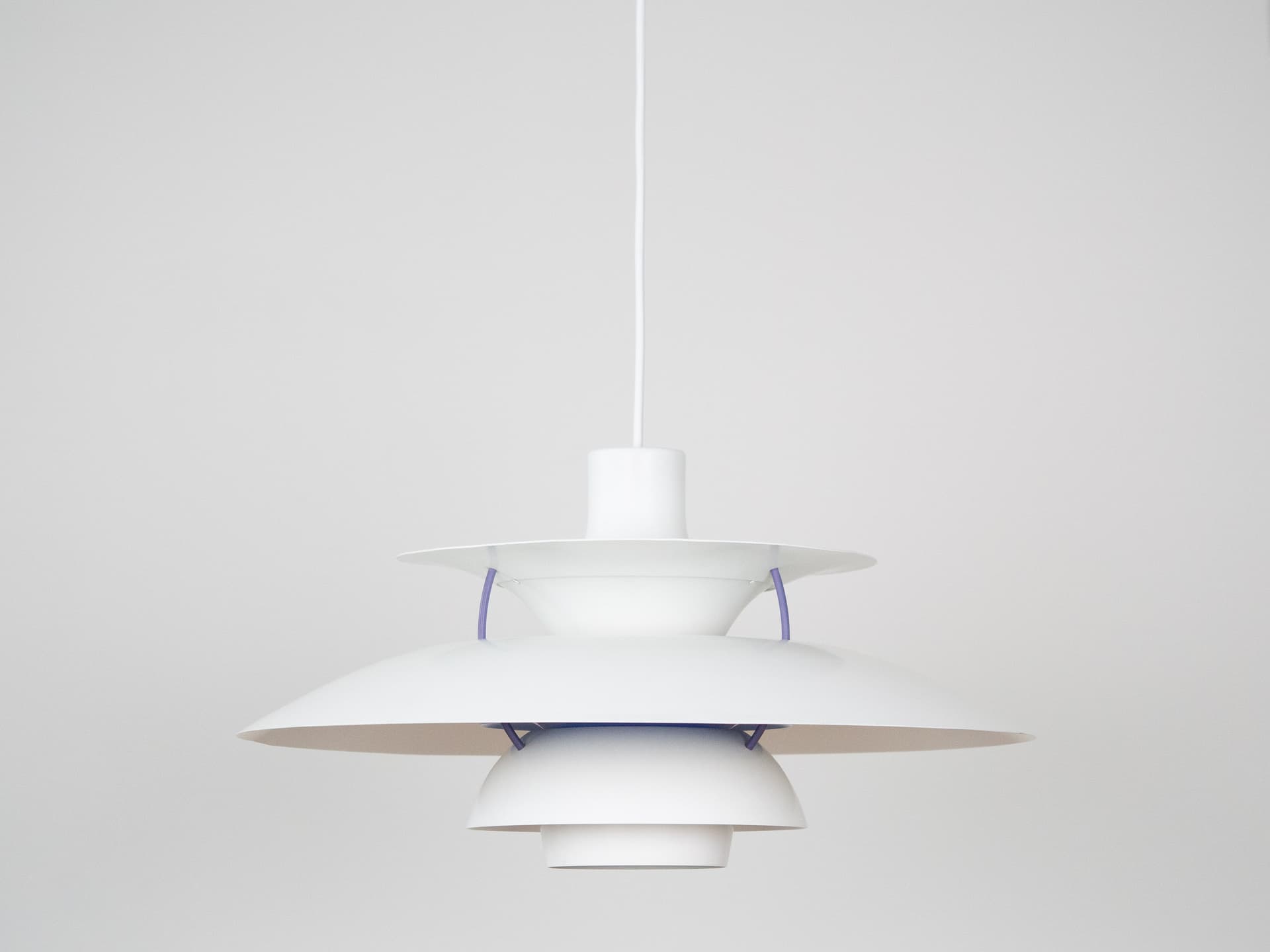 Pendant lamp PH 5, white, metal, by P. Henningsen, Louis Poulsen, Denmark, 1980s. - 305874