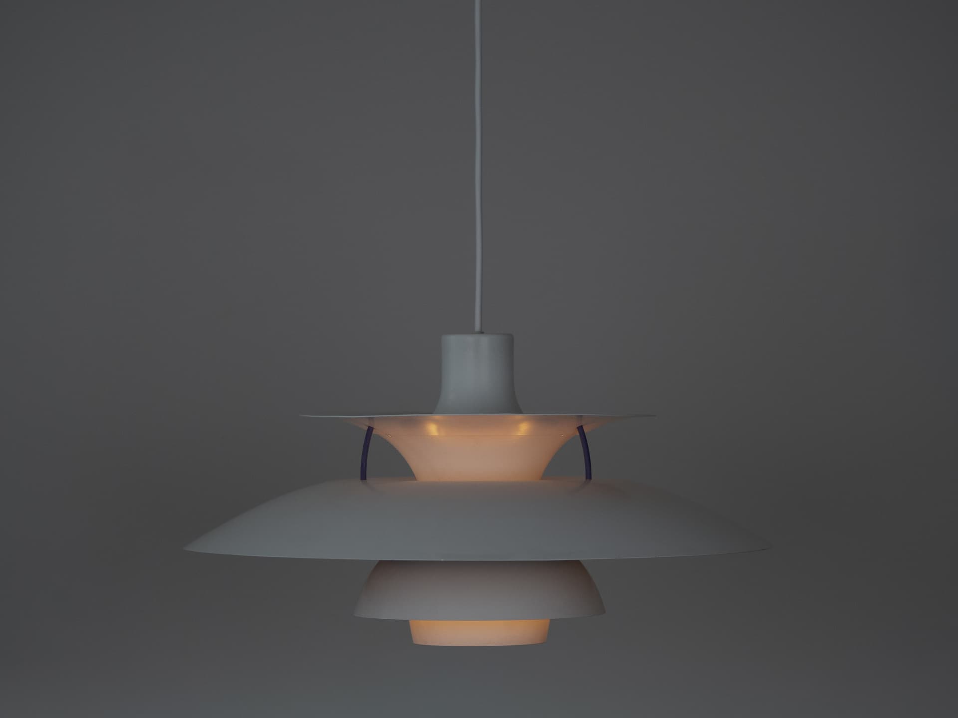Pendant lamp PH 5, white, metal, by P. Henningsen, Louis Poulsen, Denmark, 1980s. - 305873