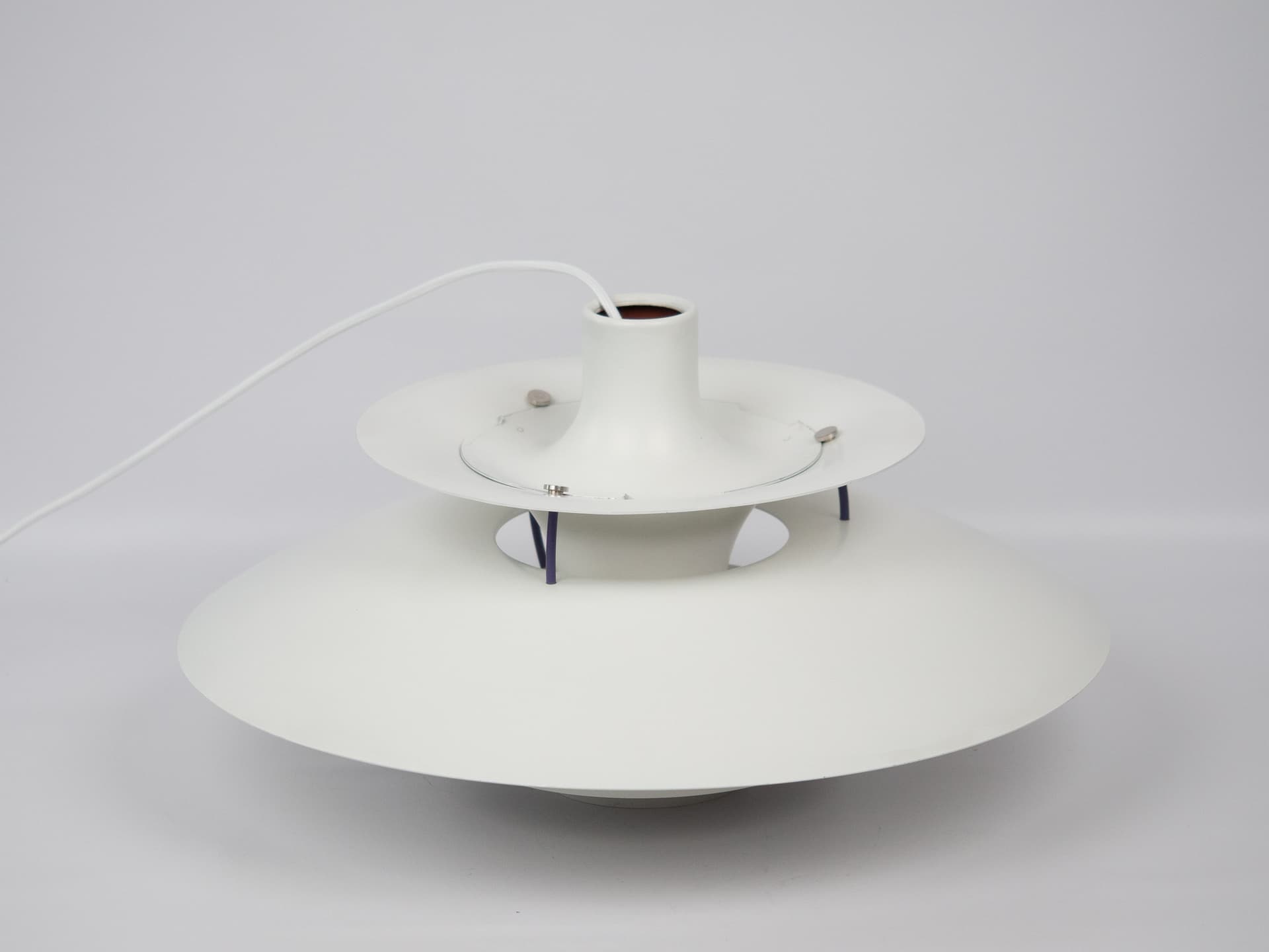 Pendant lamp PH 5, white, metal, by P. Henningsen, Louis Poulsen, Denmark, 1980s. - 305875