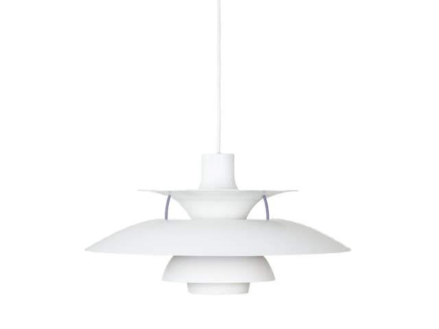Pendant lamp PH 5, white, metal, by P. Henningsen, Louis Poulsen, Denmark, 1980s. - DIMENSION