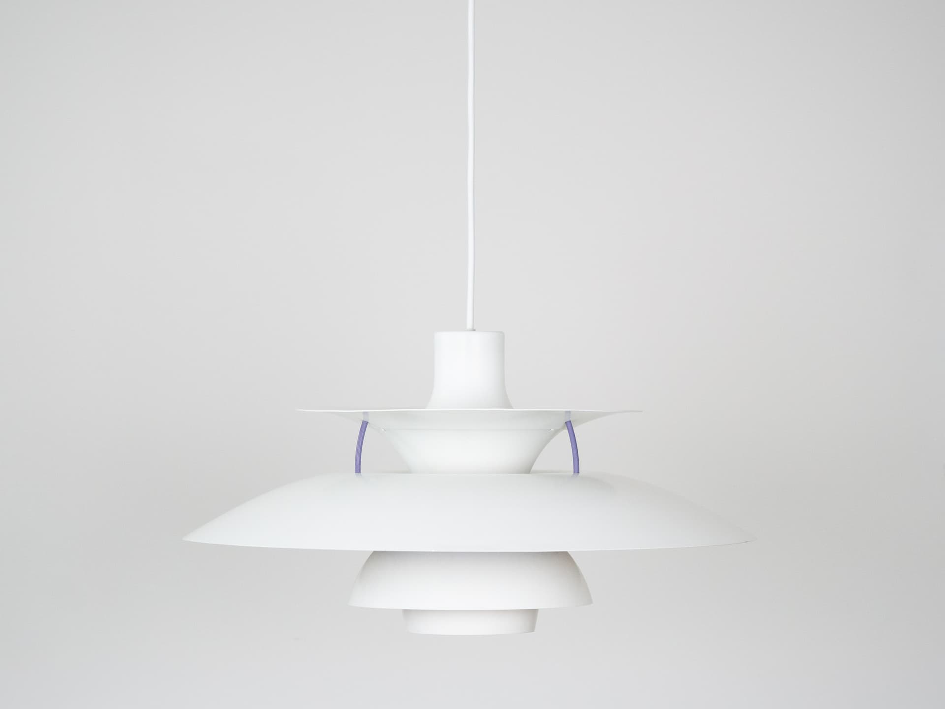 Pendant lamp PH 5, white, metal, by P. Henningsen, Louis Poulsen, Denmark, 1980s. - 305872