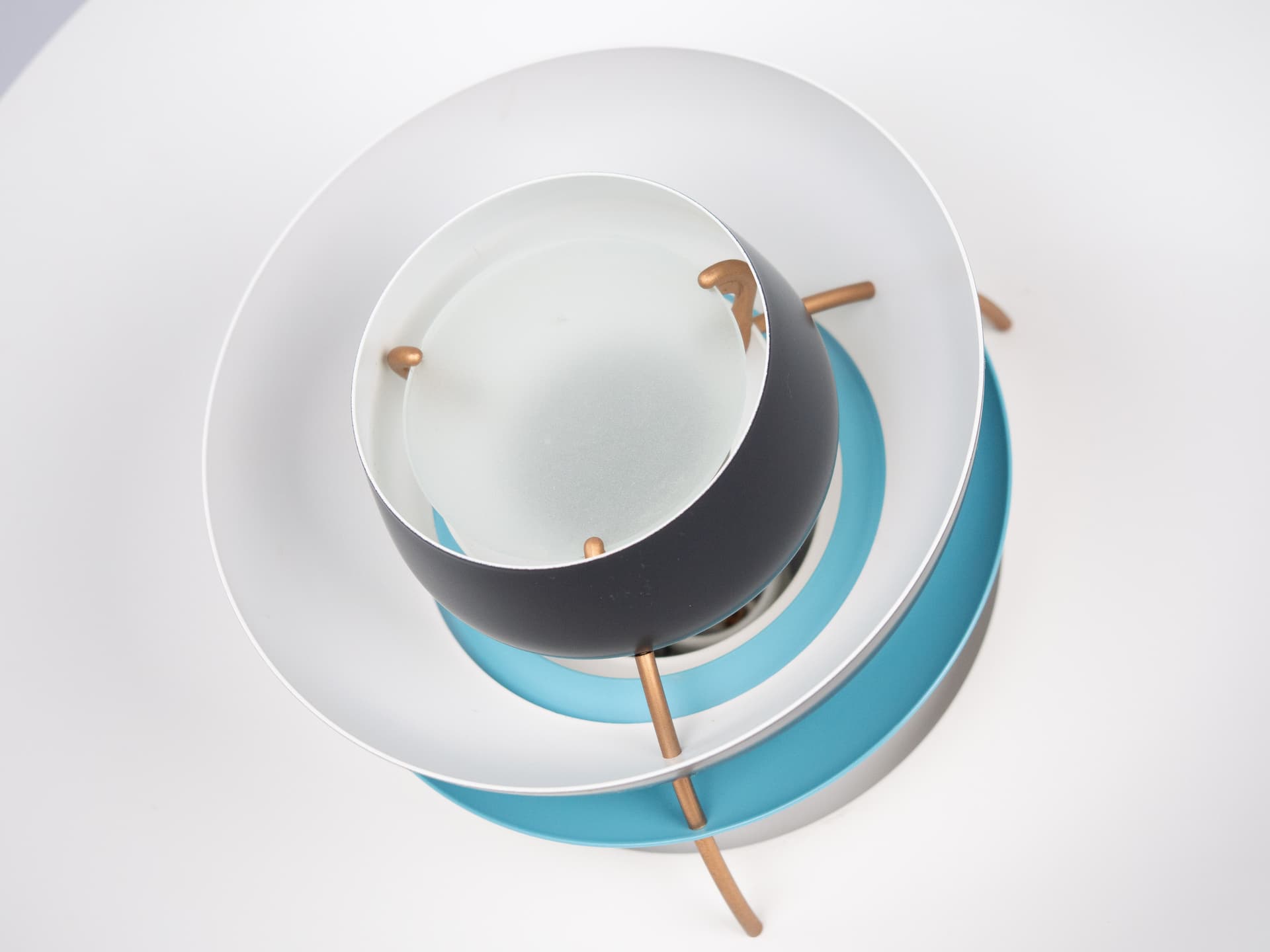 Pendant lamp PH 5, black white aluminium, by P. Henningsen, Louis Poulsen, Denmark, 1980s. - 305909