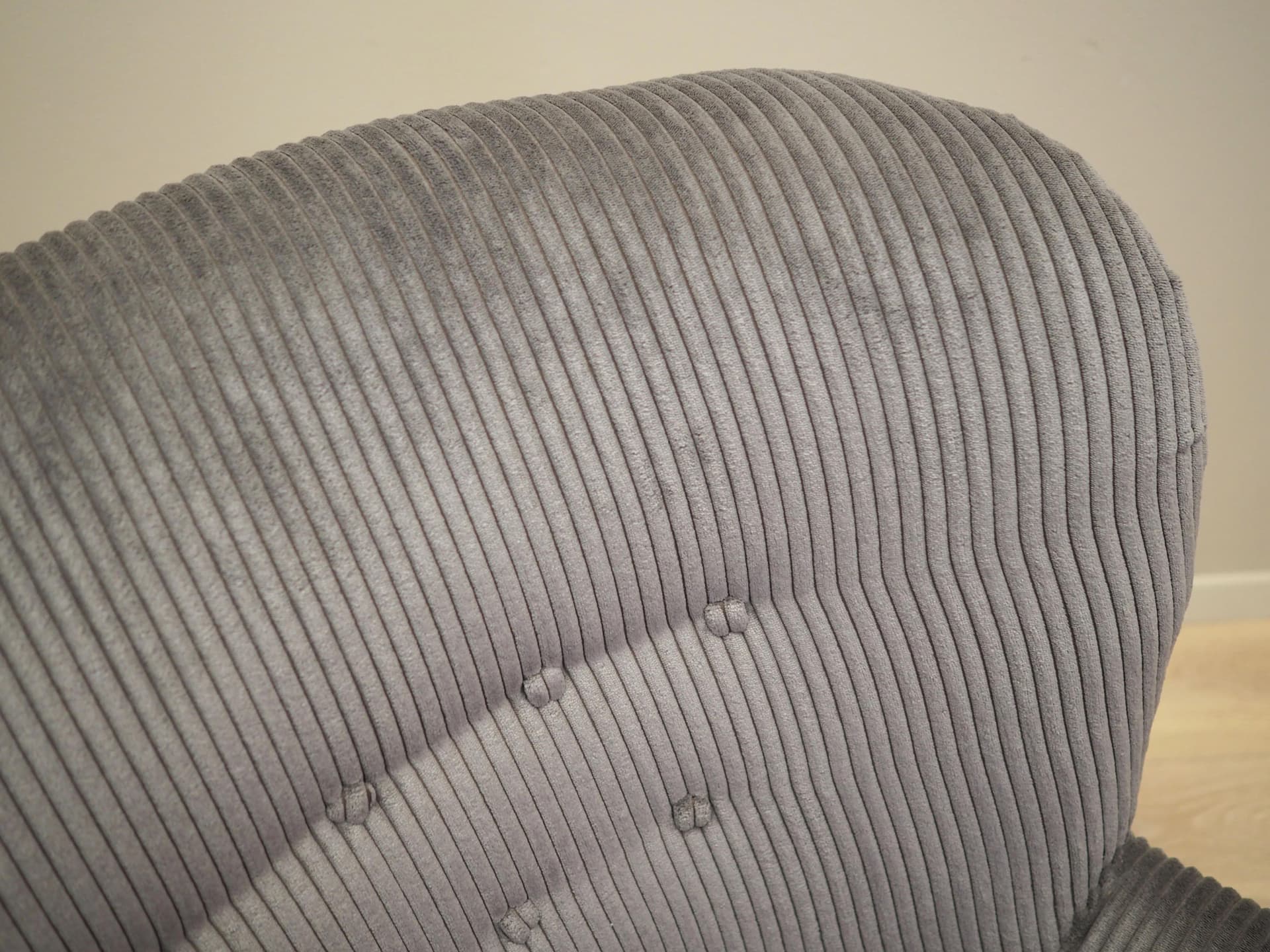 Armchair, Scandinavian, grey velvet, beech, Denmark, 1960s. - 22443